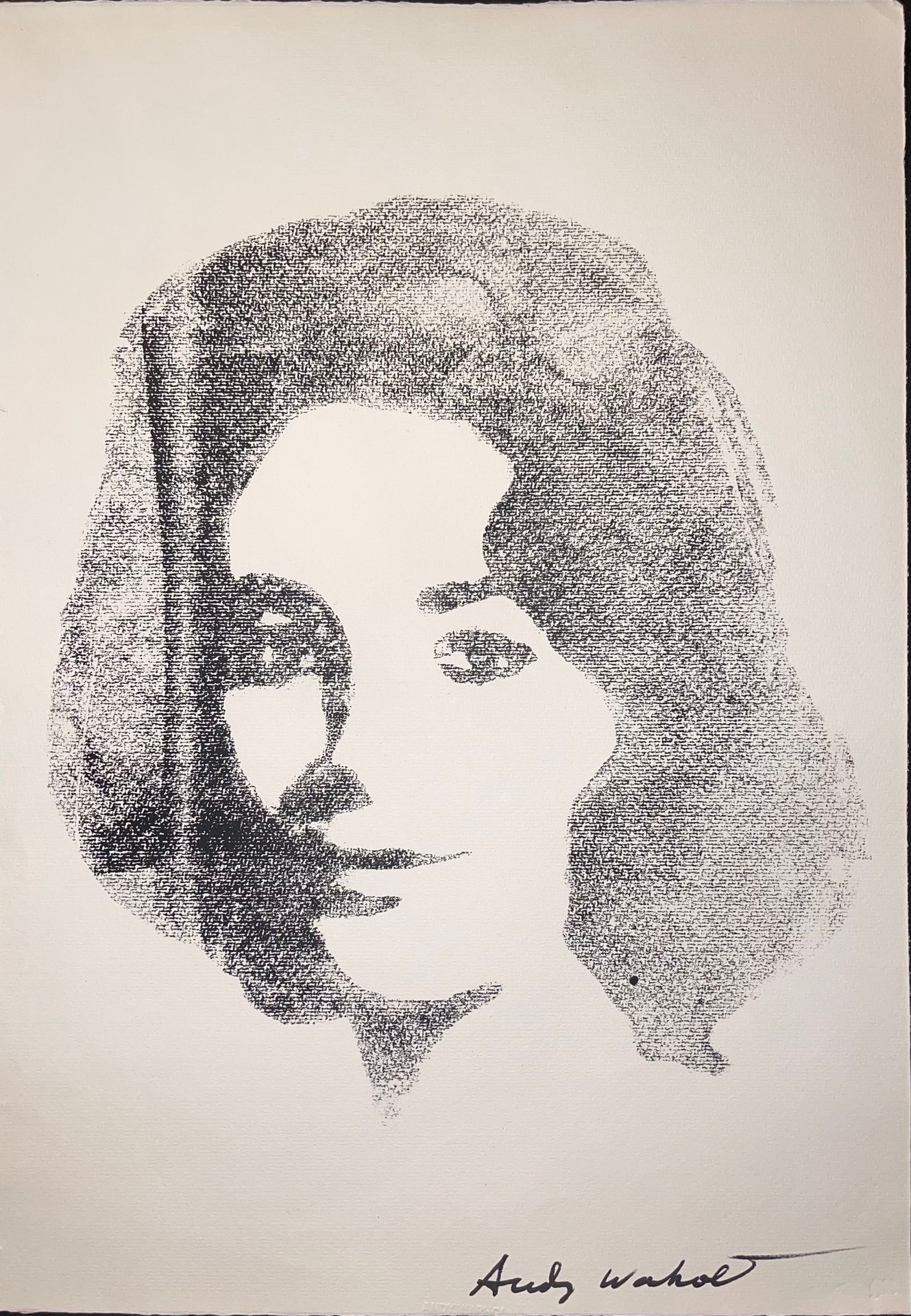 Andy Warhol (Attr.) Liz Taylor - 罕见的纸上水墨试印。右下方有黑色标记的签名 "安迪-沃霍尔"。作品中央下方有 "安迪-沃霍尔 &hellip;