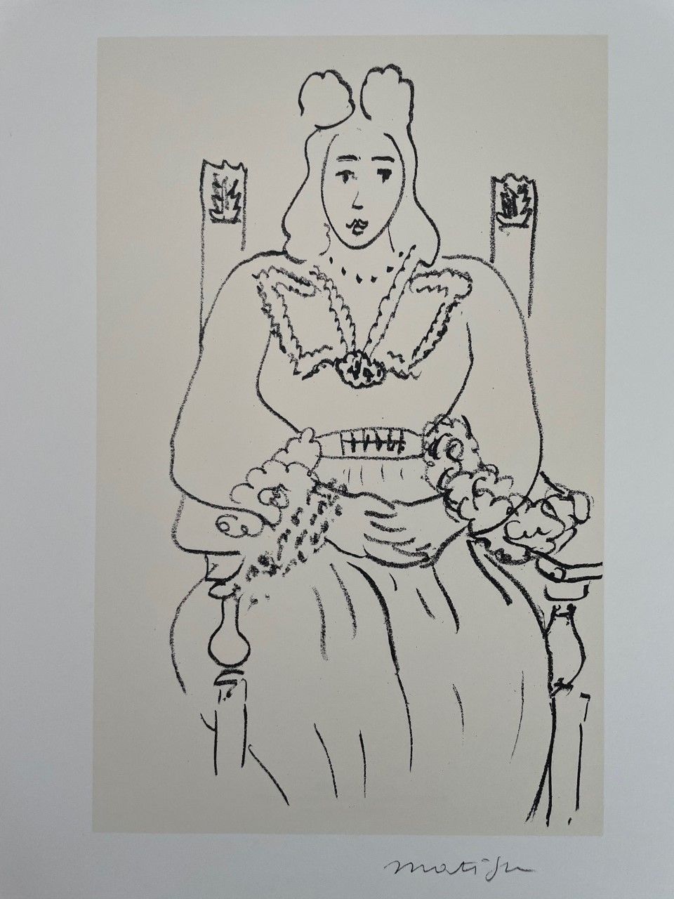 MATISSE Henri ( d'aprés ) (1869 - 1954) Lithography "THE QUEEN "Signed in the pl&hellip;