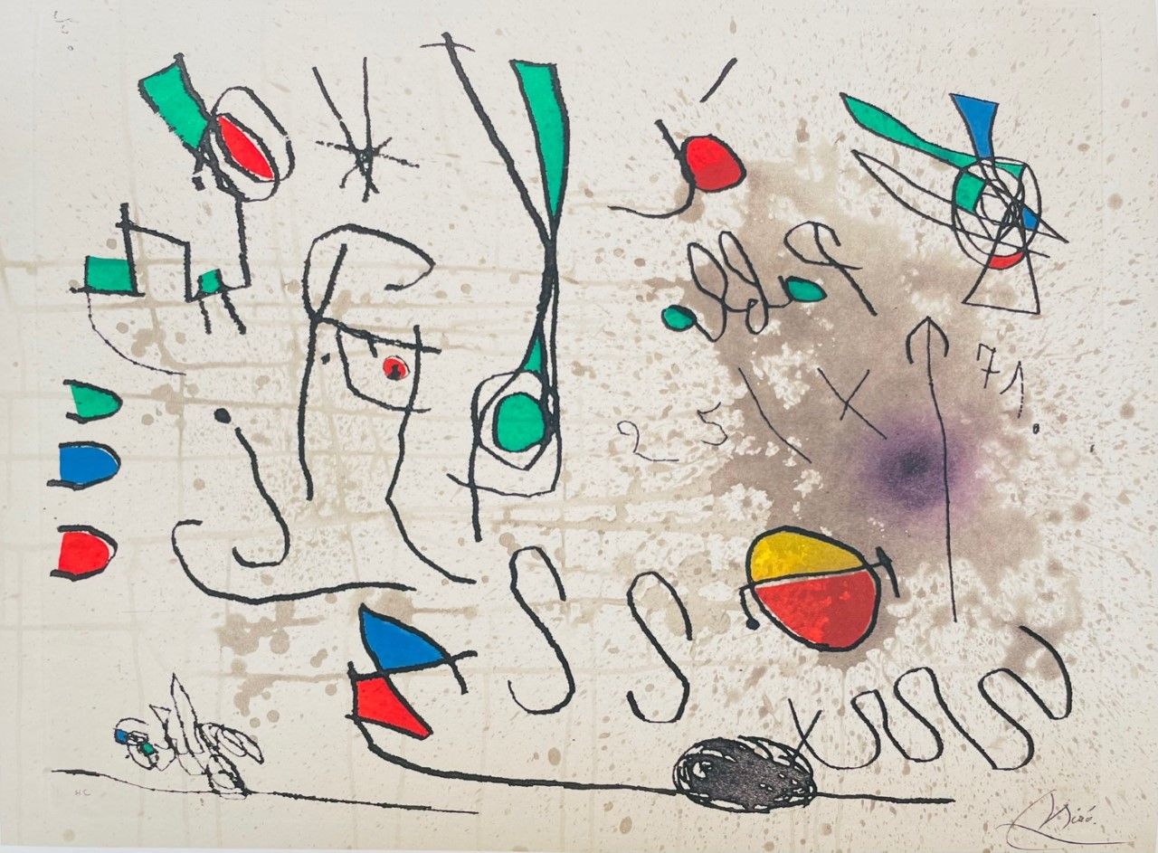 MIRO Joan (d'après) (1893 - 1983) Impresión "COMPOSICIÓN "Firmado en piedra en l&hellip;