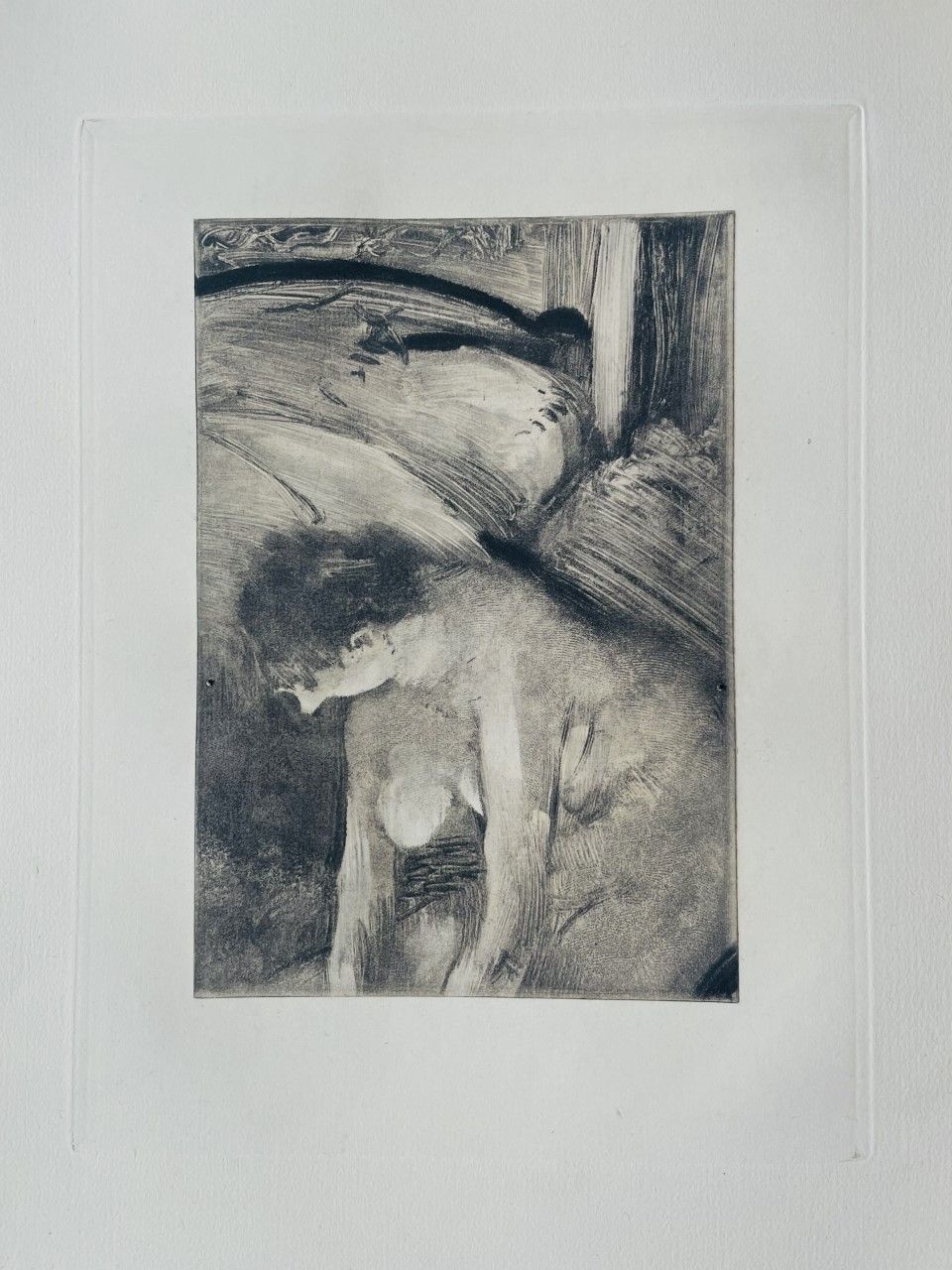 DEGAS Edgar ( d'aprés ) (1834-1917) 根据德加的原作绘制的蚀刻版画《NU》 1934年。莫里斯-波廷的黑色版画。我们可以通过C&hellip;