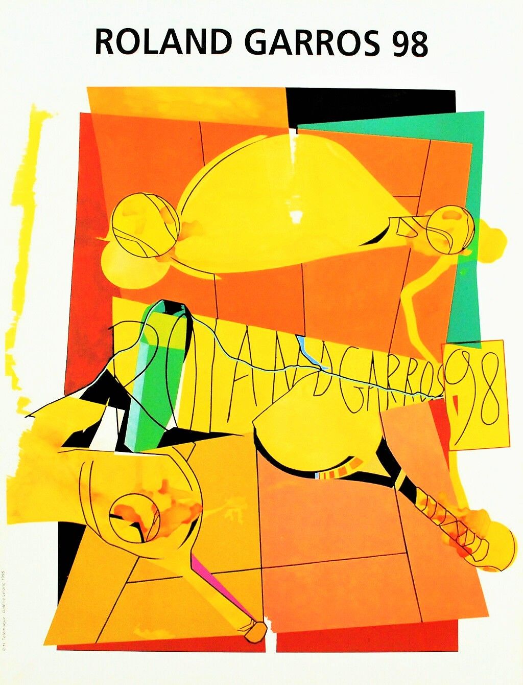 TELEMAQUE Hervé (1937- ) 石版画 "ROLAND GARROS 1998"，根据艺术家的作品，彩色胶印石版画，版上有HT字样和日期97。&hellip;