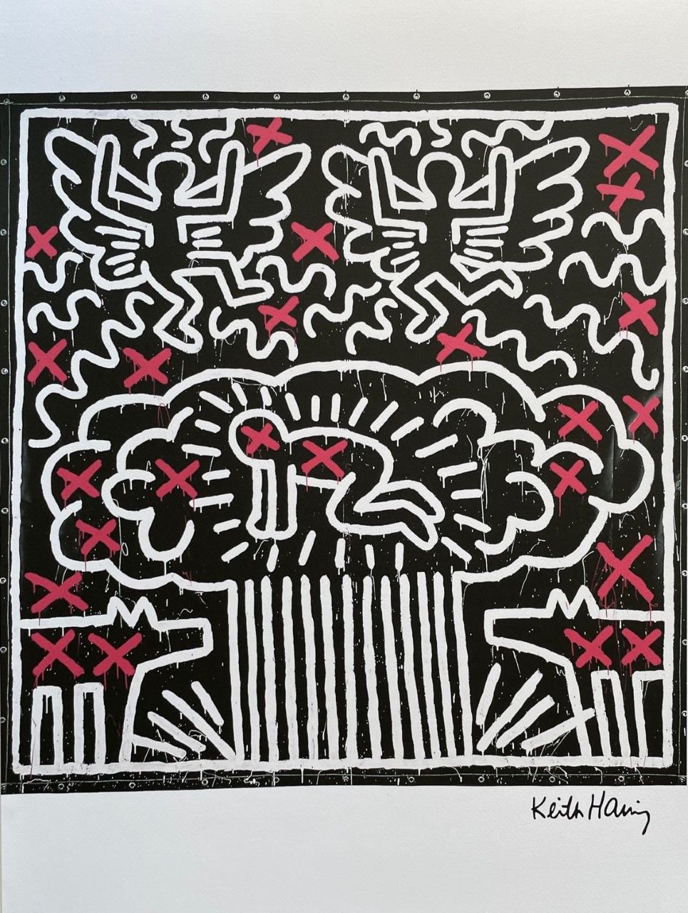 HARING Keith (1958 - 1990) Print "COMPOSITION "Signed in stone at the bottom rig&hellip;