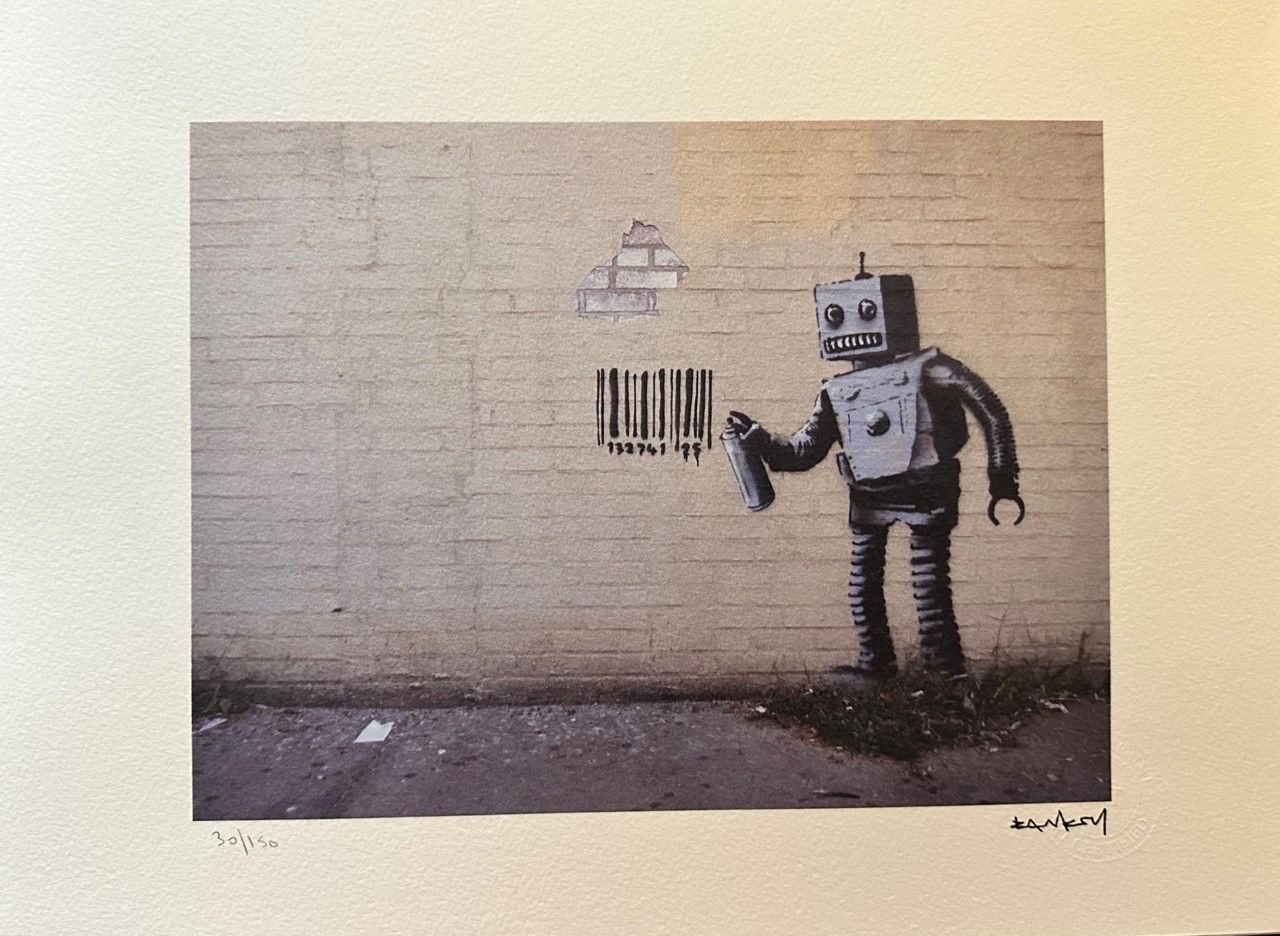 BANKSY (1974 - ) ( d'aprés ) Print"LE ROBOT"Signée dans la planche en bas à droi&hellip;