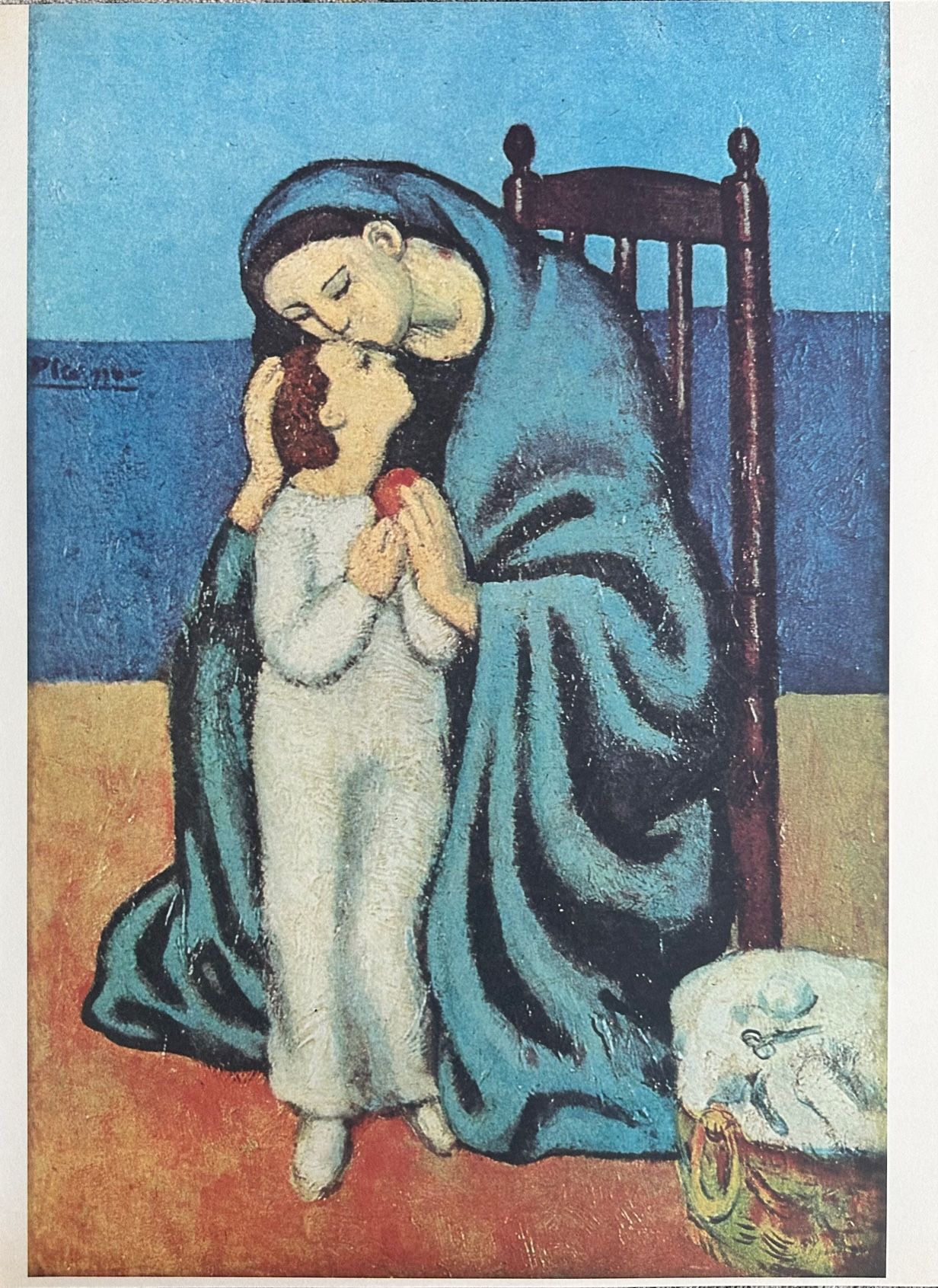PICASSO Pablo (d'aprés) (1881 - 1973) 石头签名的 "母亲与孩子 "的传真，在艺术家1901年的作品之后，于1977年10月&hellip;