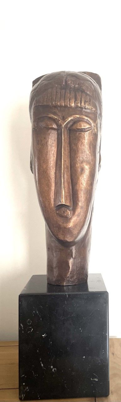 MODIGLIANI Amedeo (1884 - 1920) Bronce a la cire perdue "TETE DE JEUNE FILLE A L&hellip;