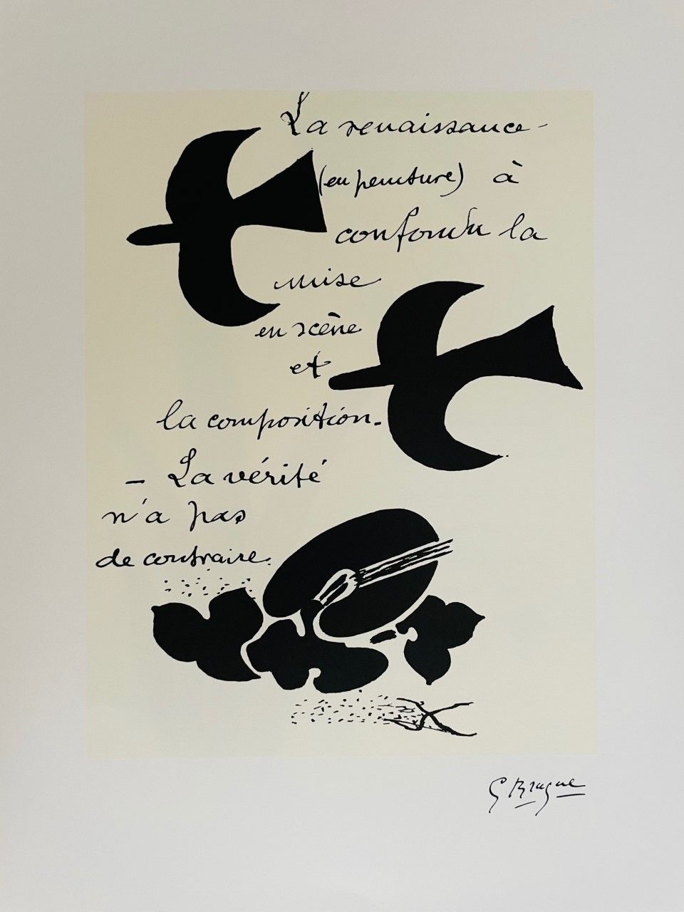 BRAQUE Georges (1882 - 1963) Lithographie"OISEAUX"Signée dans la planche en bas &hellip;