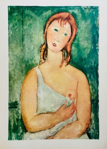 MODIGLIANI Amedeo (1884 - 1920) Lithograph "NUDE WITH GREEN BACKGROUND "Signed i&hellip;