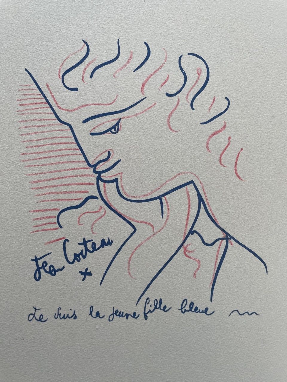COCTEAU Jean (1889 - 1963) Lithographie "LA JEUNE FILLE "Signiert und datiert im&hellip;