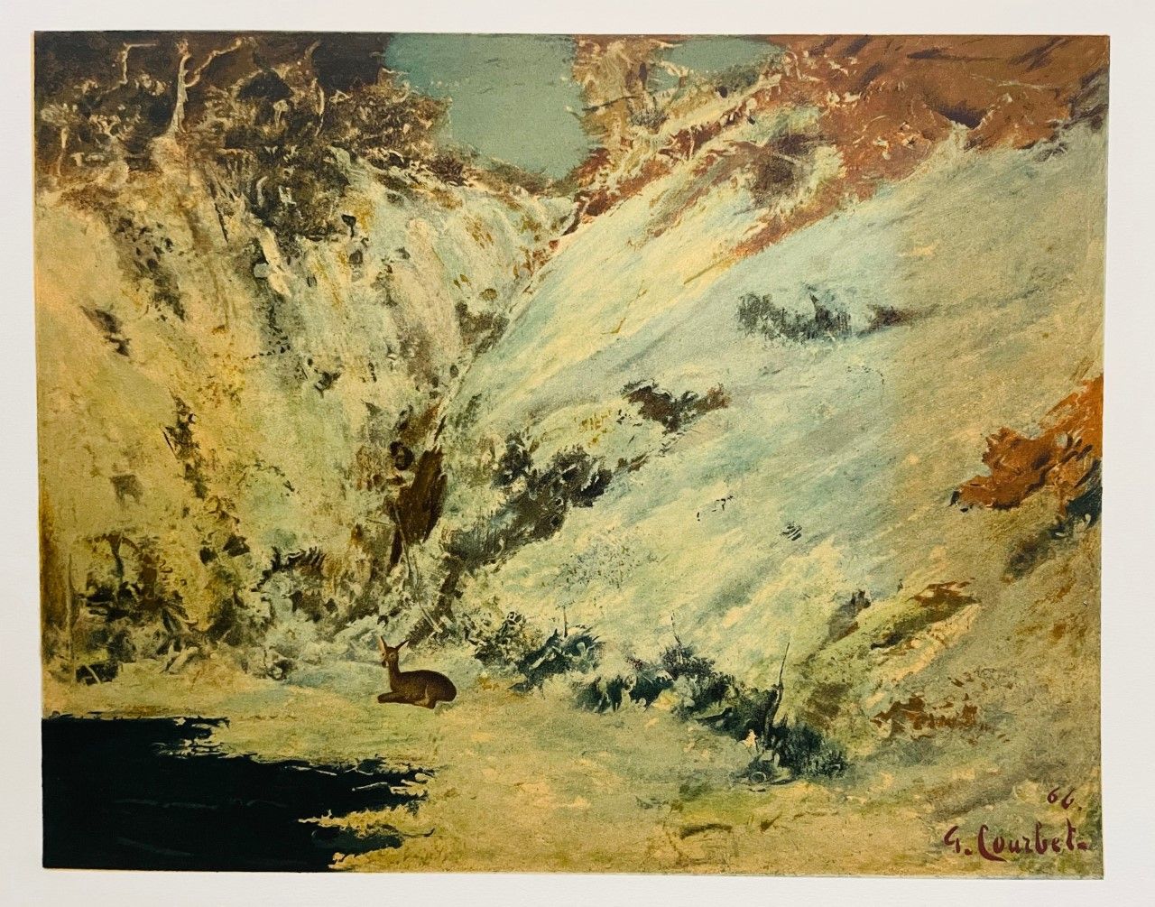 ( d'aprés ) COURBET Gustave (1819 - 1877) Lithograph "PAYSAGE "Signed and dated &hellip;