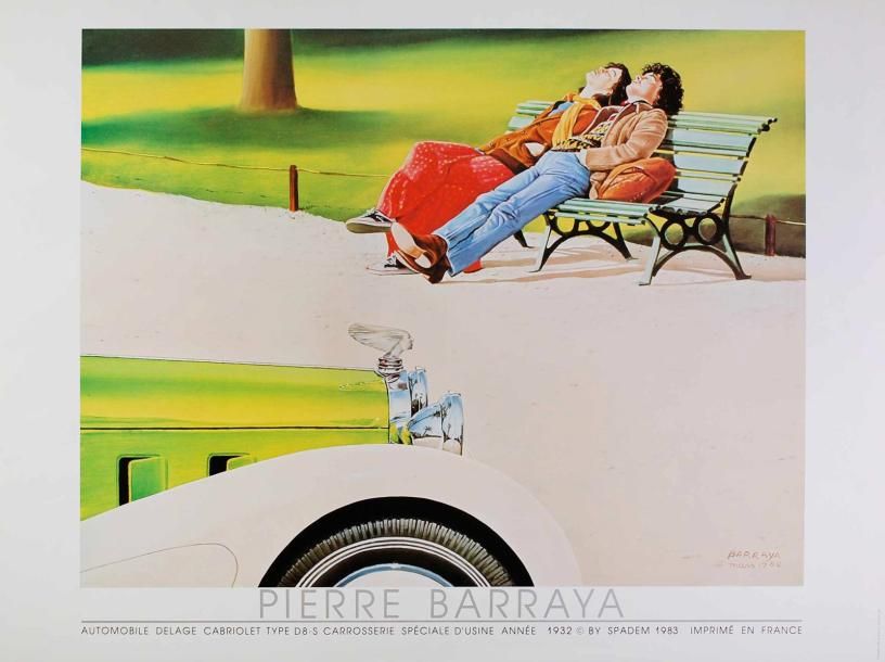 BARRAYA Pierre AUTOMOBILE DELAGE TYPE D8 - S 
Affiche 50 x 65 cm. Signée et daté&hellip;