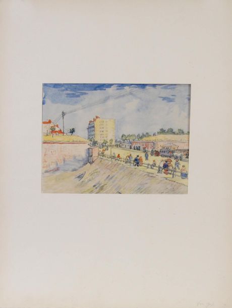 VAN GOGH VINCENT (1853 - 1890) Pochoir,"L ENTREE DE LA VILLE"D aprés une aquarel&hellip;