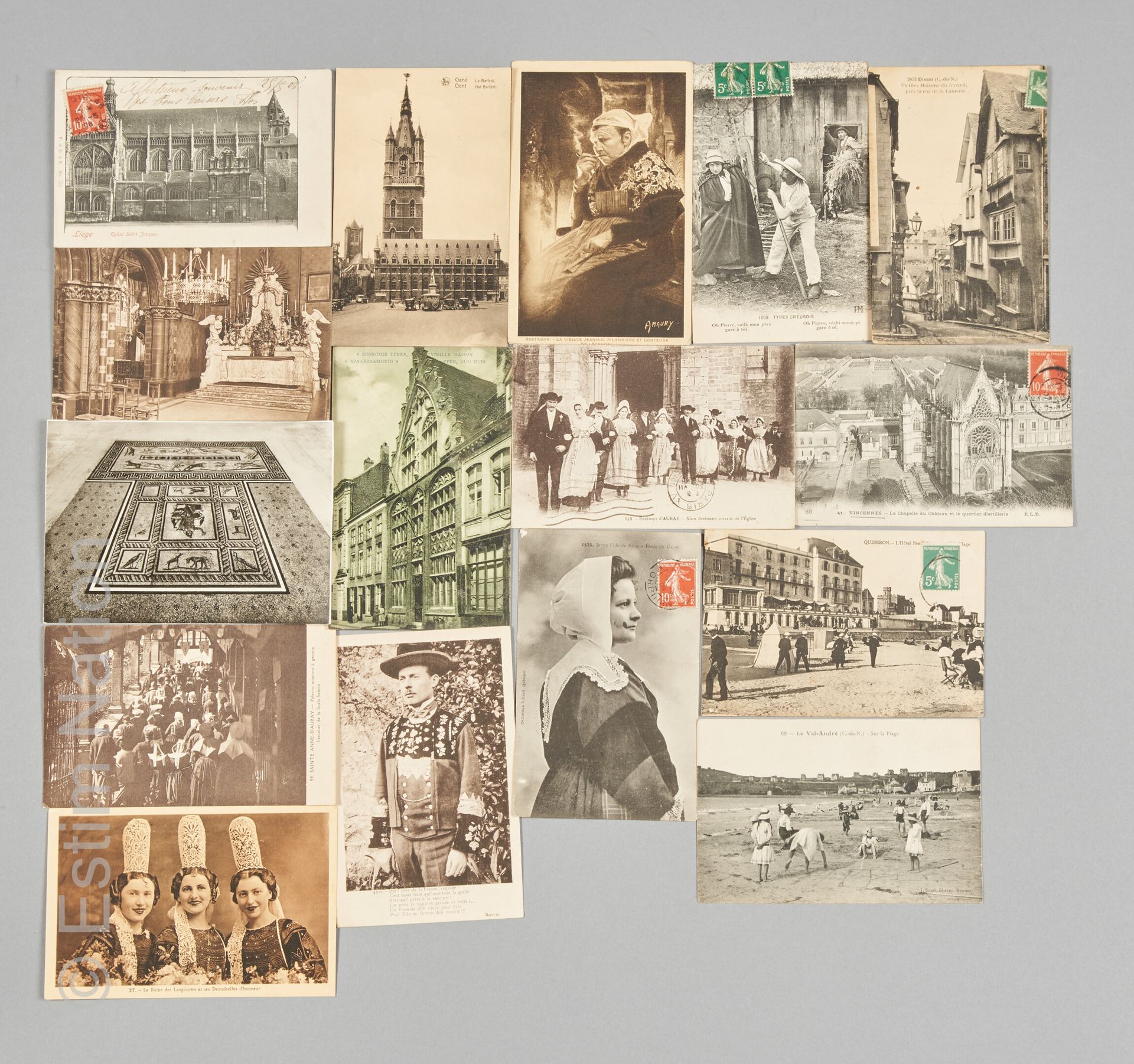 CARTES POSTALES 以法国、欧洲（意大利、拉文纳、摩纳哥、吕贝克、罗马、德国、比利时）各地区和传统地区服装为主题的约500张明信片的重聚。

从19&hellip;