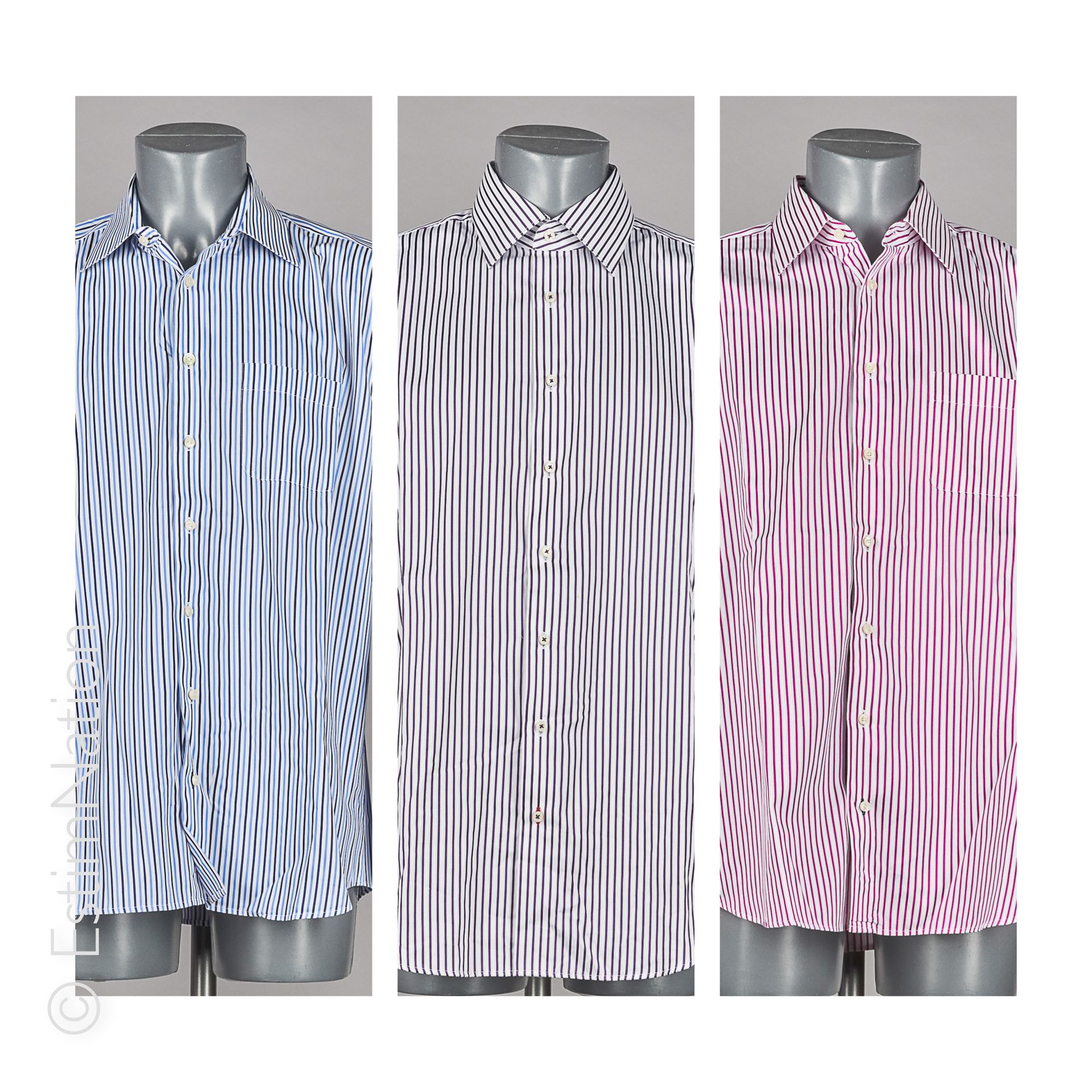 TOMMY HILFIGER THREE SHIRTS in striped cotton (S 16/41) (no guarantee of conditi&hellip;