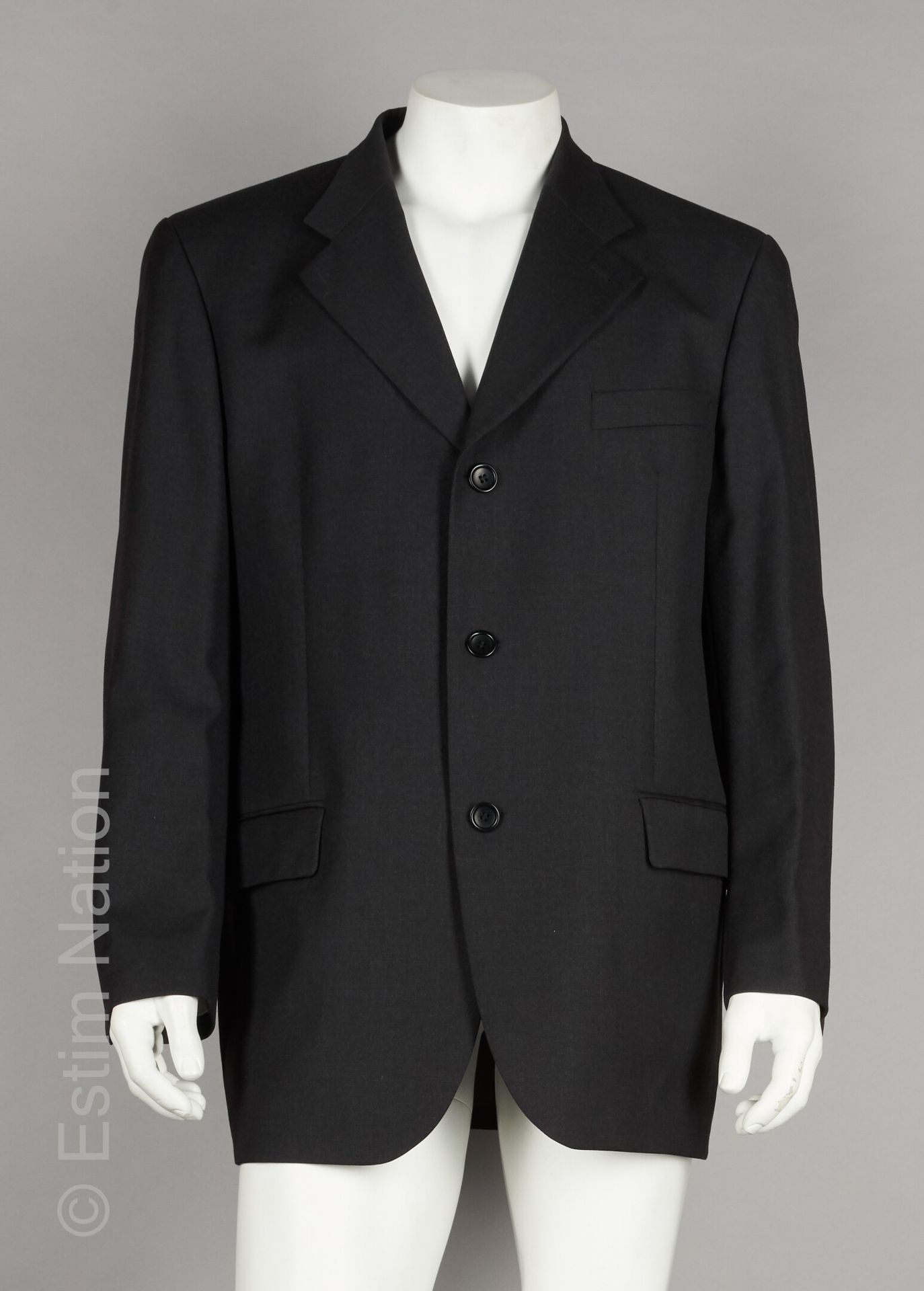 KENZO Homme ENSEMBLE COSTUME trois pièces en laine anthracite, veste à trois poc&hellip;