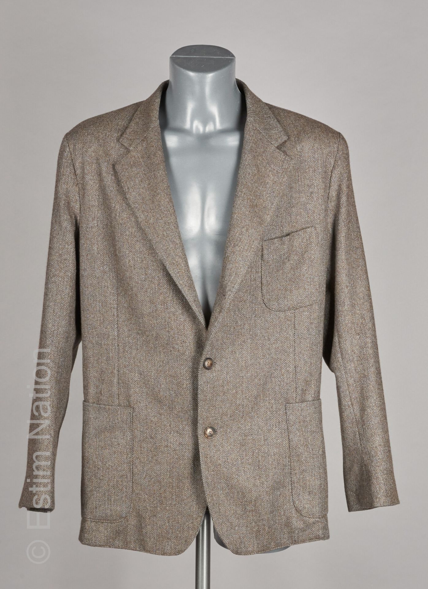 Loro PIANA Cashmere and goat's hair blended herringbone jacket in grey, brown an&hellip;