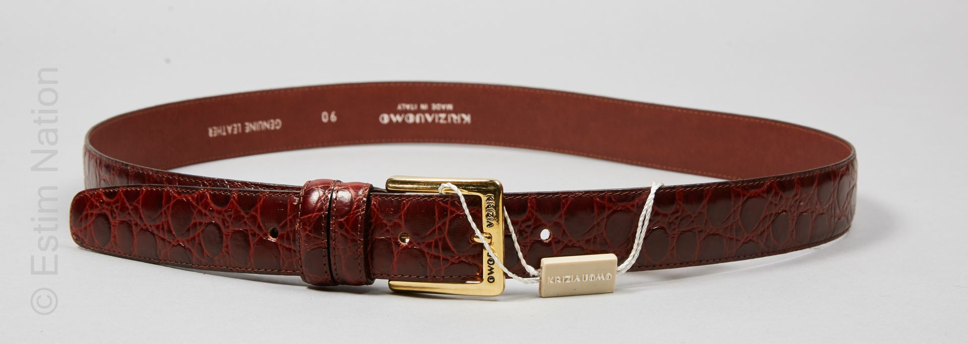 KRIZIA UOMO Cognac crocodile style leather BELT (S 90) (new condition with tags)&hellip;