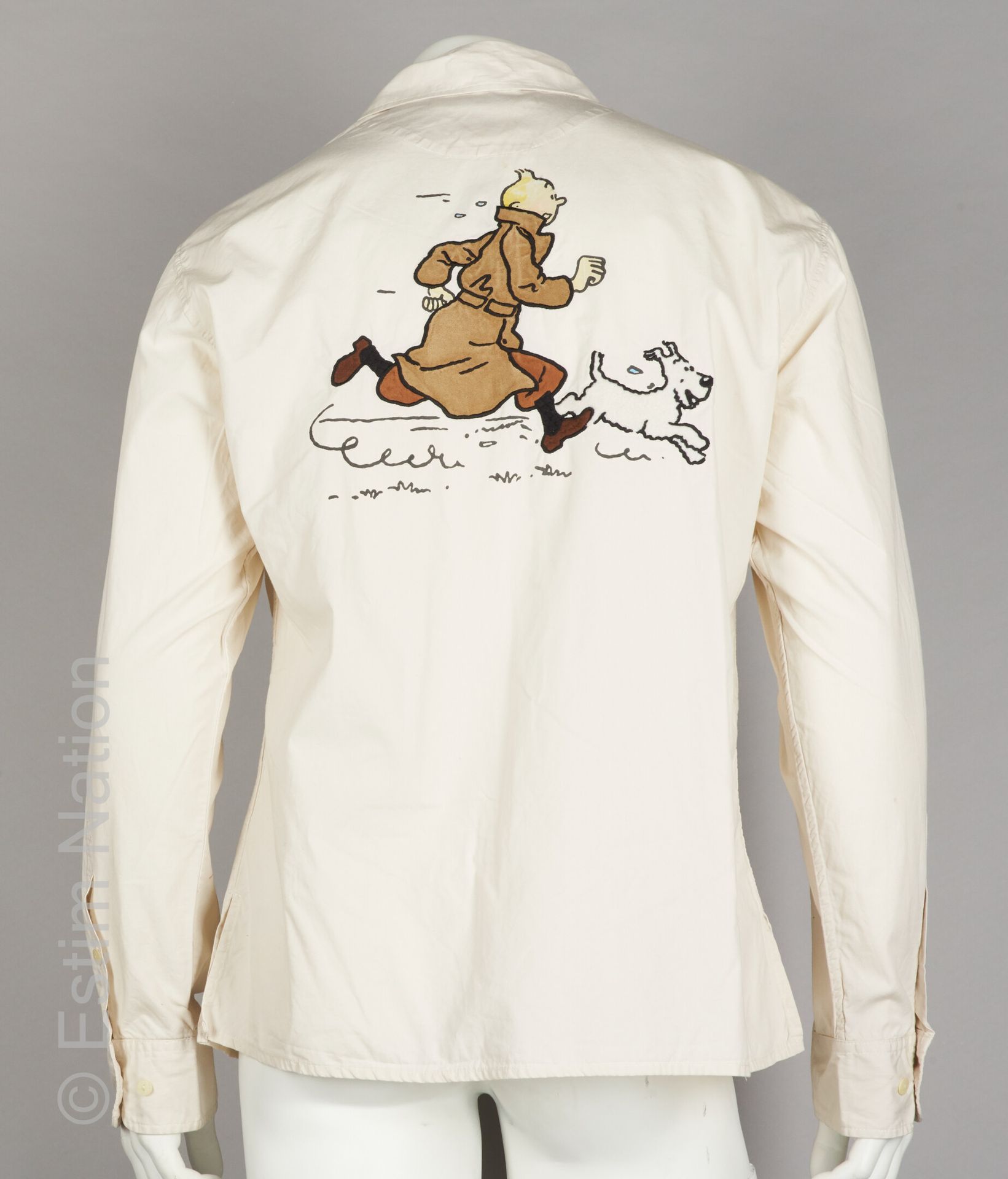 JC DE CASTELBAJAC X HERGE CHEMISE en coton blanc cassé appliqué de Tintin et Mil&hellip;