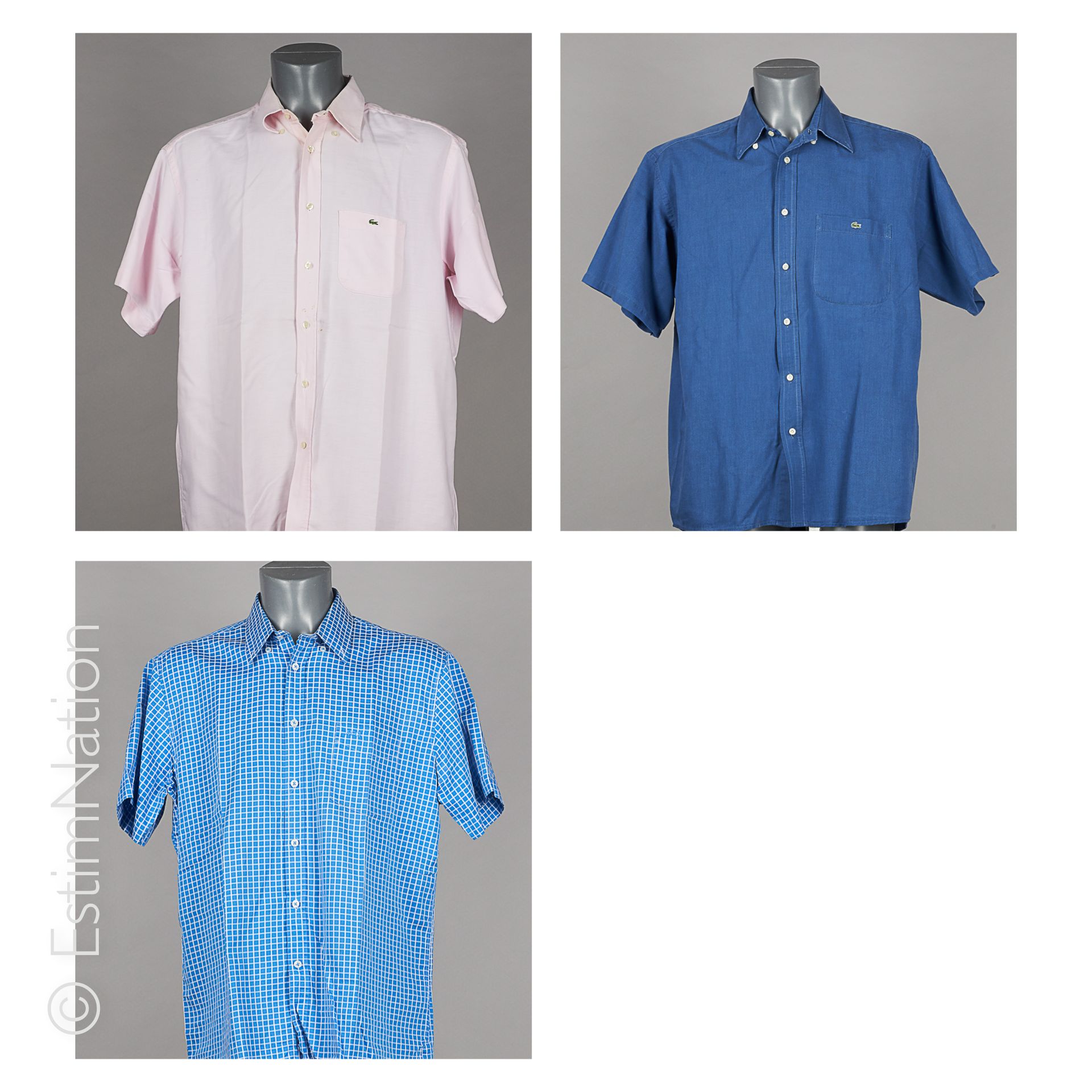 LACOSTE, BURBERRY LONDON, MAC GREGOR 四件棉质衬衫：第一件粉红色（S 42），第二件蓝色（S 42），第三件淡黄色（S XX&hellip;