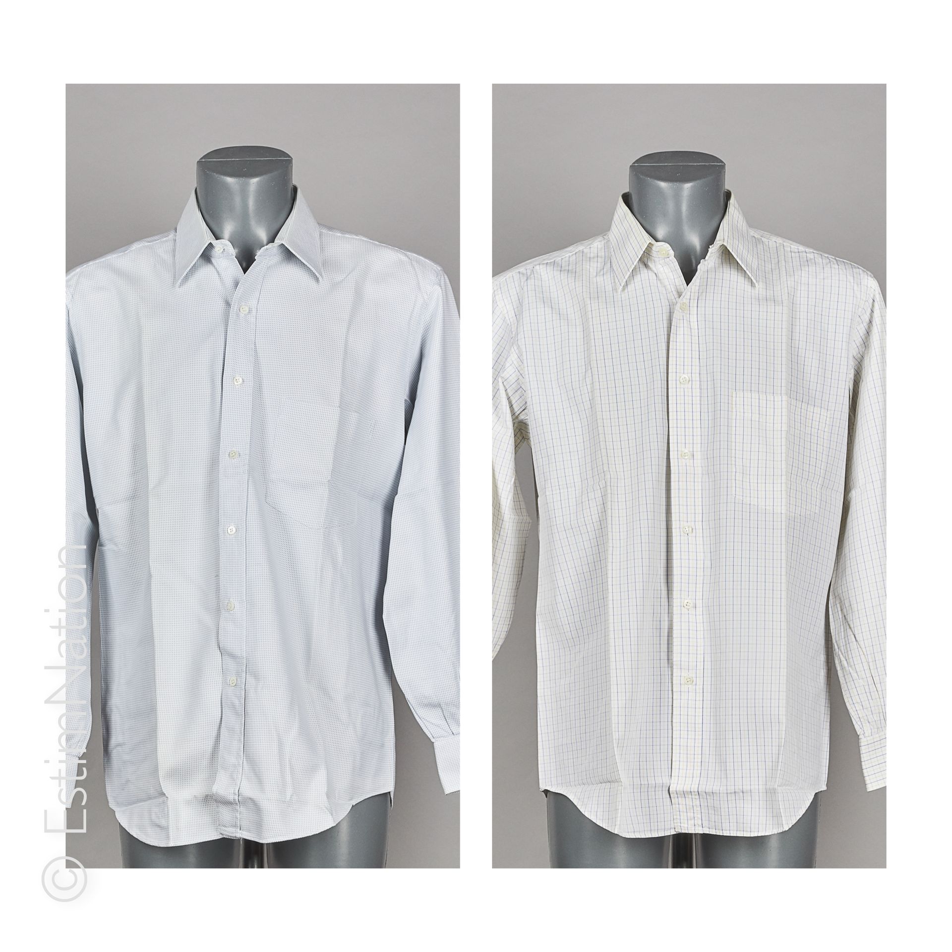 ALAIN FIGARET 四件蓝白相间的条纹棉衬衫（S 17/44, S 43, S 41）（无条件保证）。