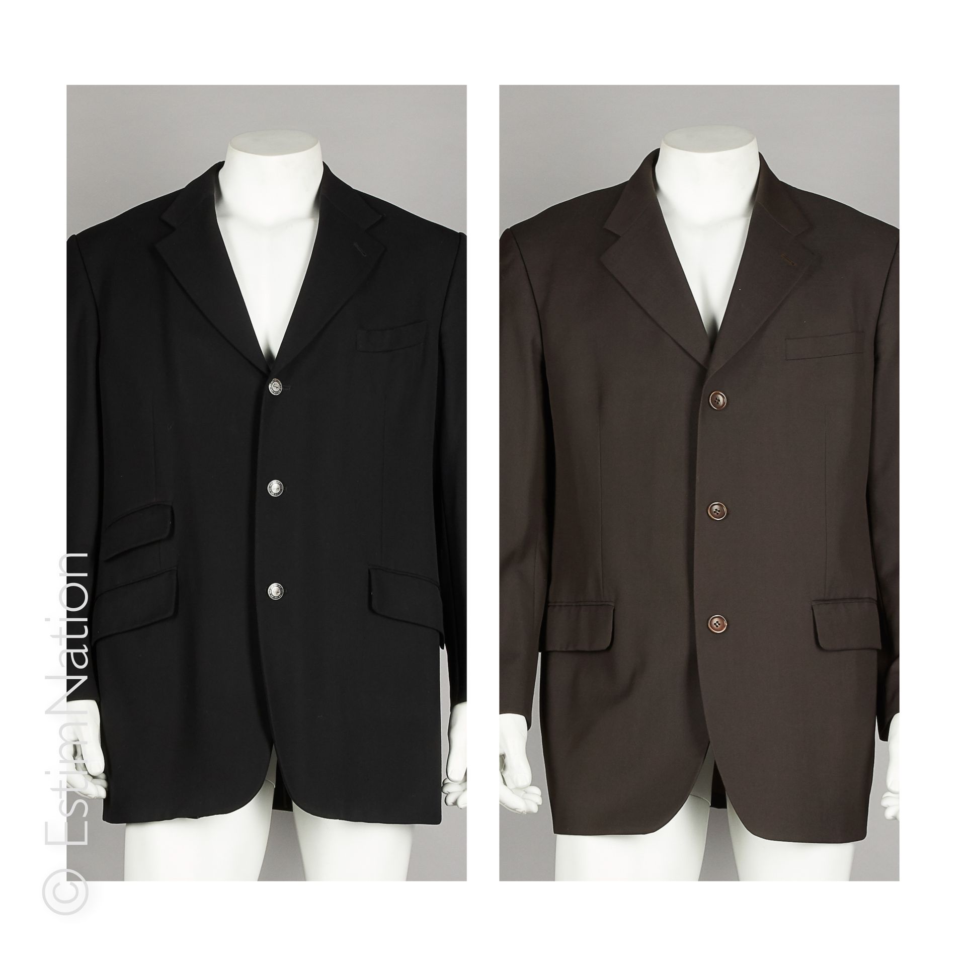 KENZO Homme COSTUME di lana marrone, giacca con tre tasche, pantaloni dritti (T &hellip;