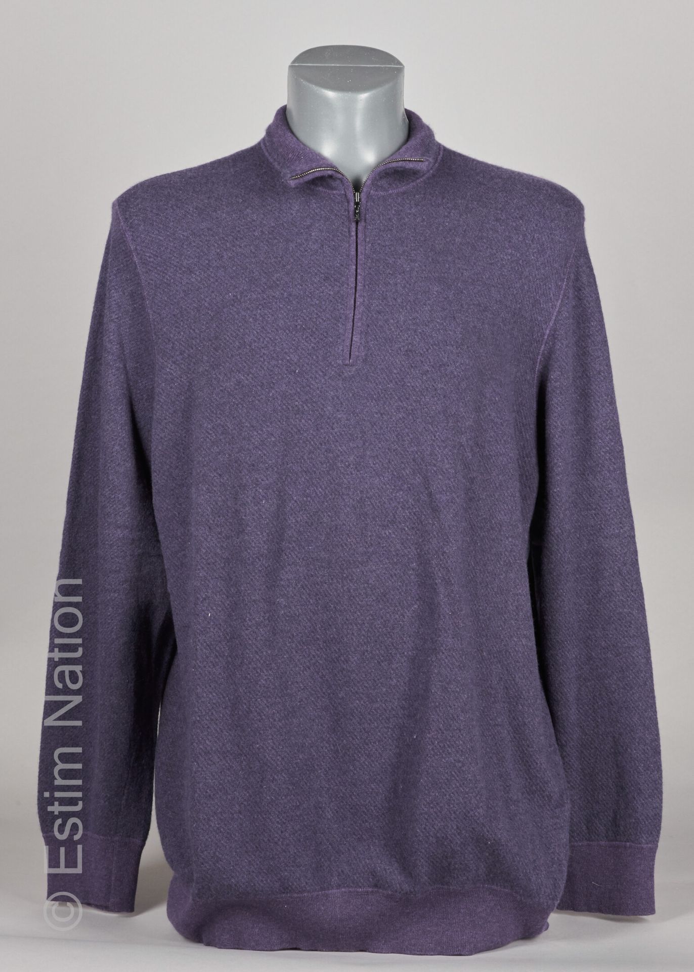 Loro PIANA OVER PULL with high zipped collar in purple and blue striped cashmere&hellip;