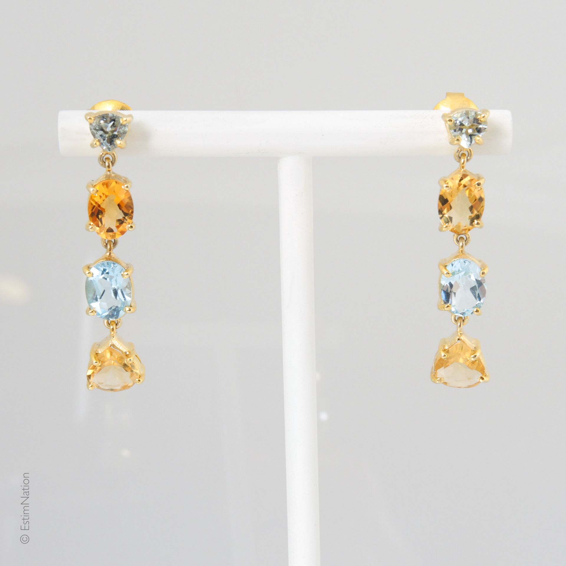 BOUCLES D'OREILLES TOPAZES CITRINES Paire de pendants d'oreilles en argent doré &hellip;