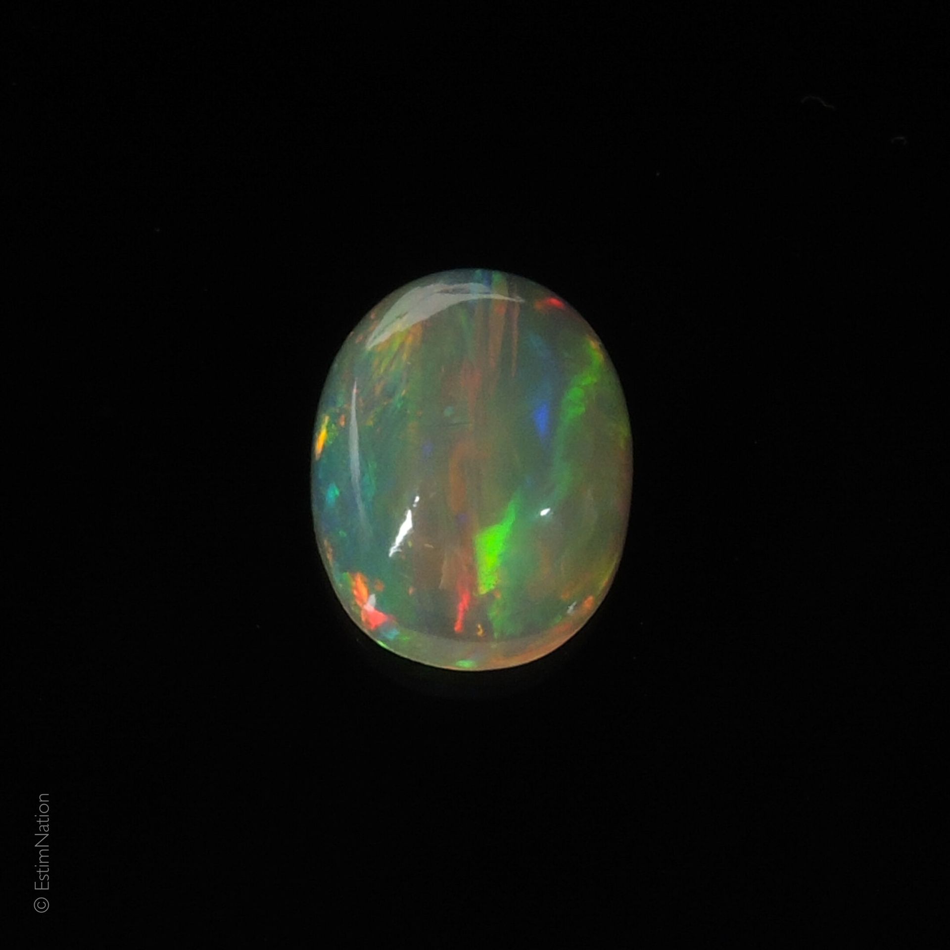 OPALE Une opale arlequin sur papier taillée en cabochon. Dimensions de l'opale: &hellip;