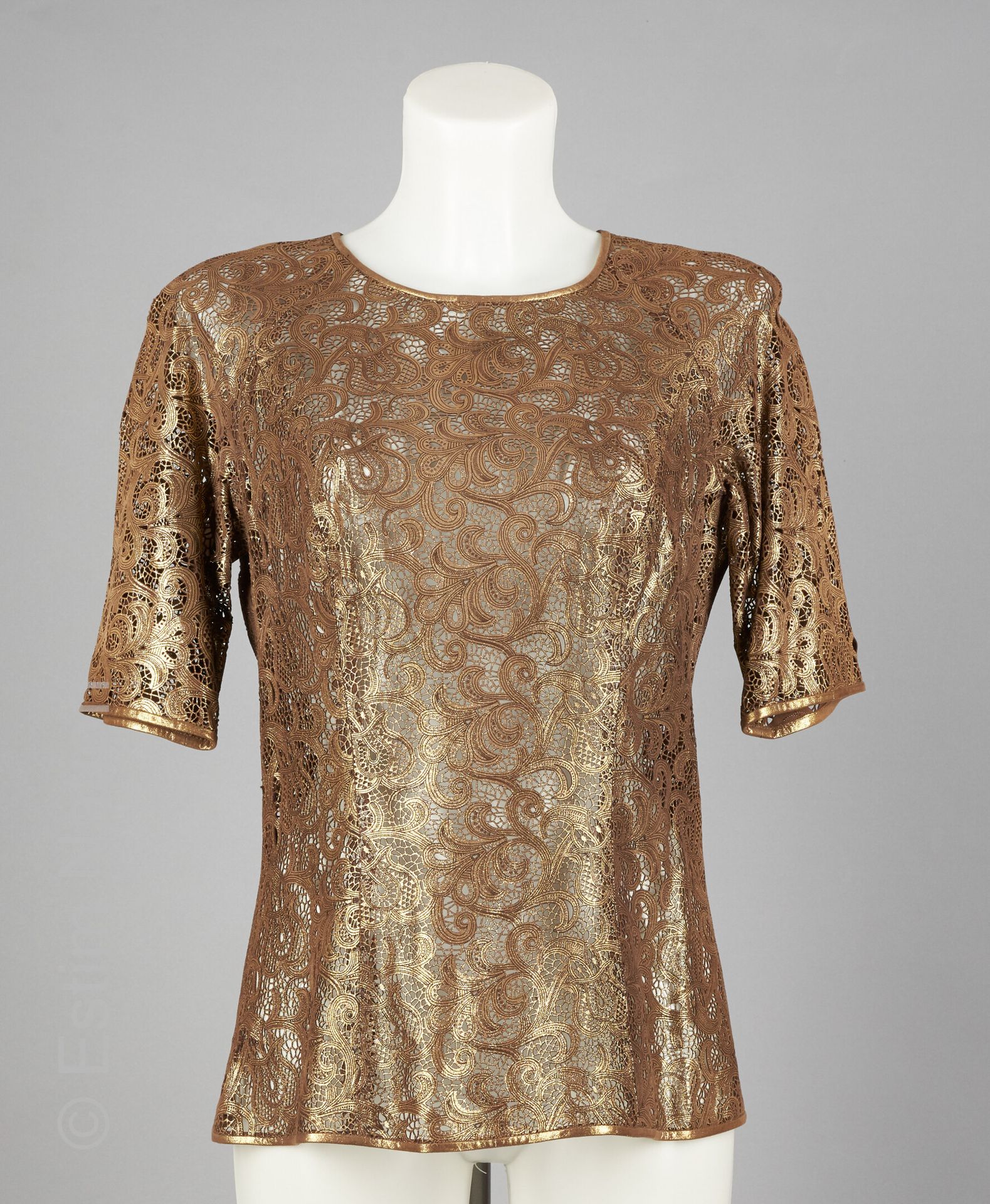 IVARSON PAR JIKI MONTE-CARLO TUNIQUE en cuir irisé bronze entièrement découpée a&hellip;