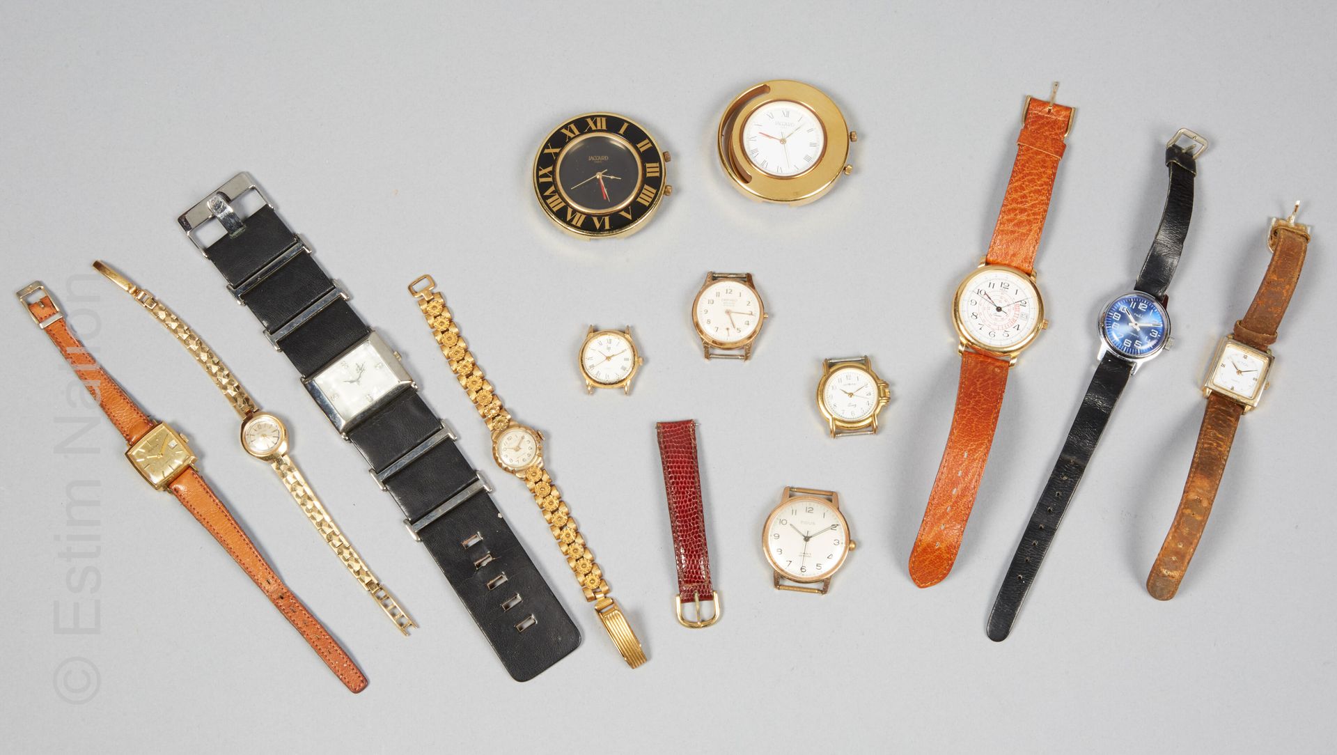 LOT DE MONTRES 一套女式和男式手表，其中一些带有不同品牌的机械机芯：LIP, ORPHEO, FIDUS, BULOVA, KELTON, ORL&hellip;