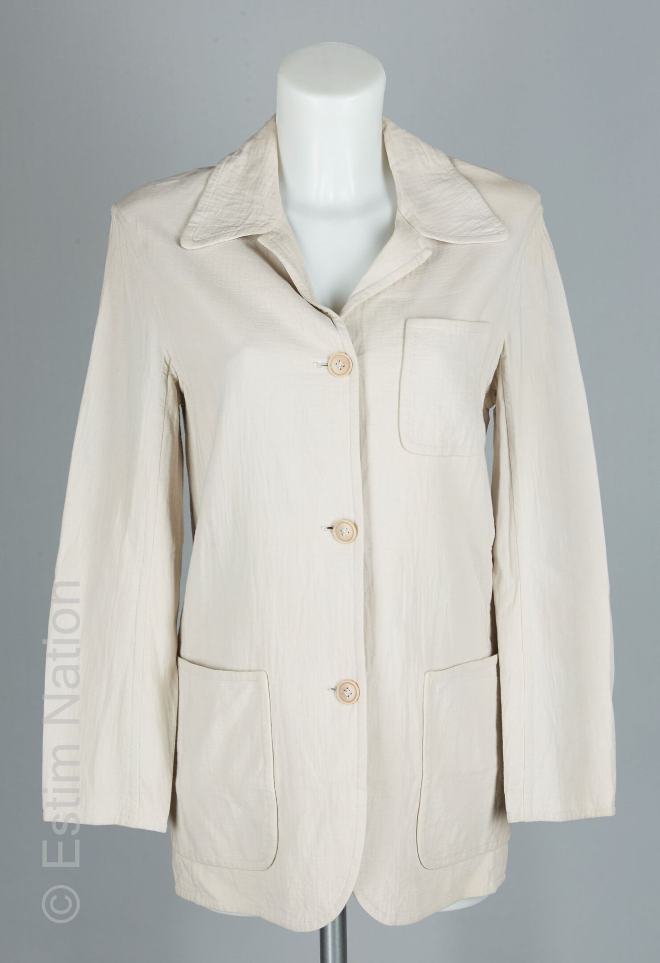 HERMES Paris 棉和粘胶材质的夹克，三个口袋，单排扣（约T M/L