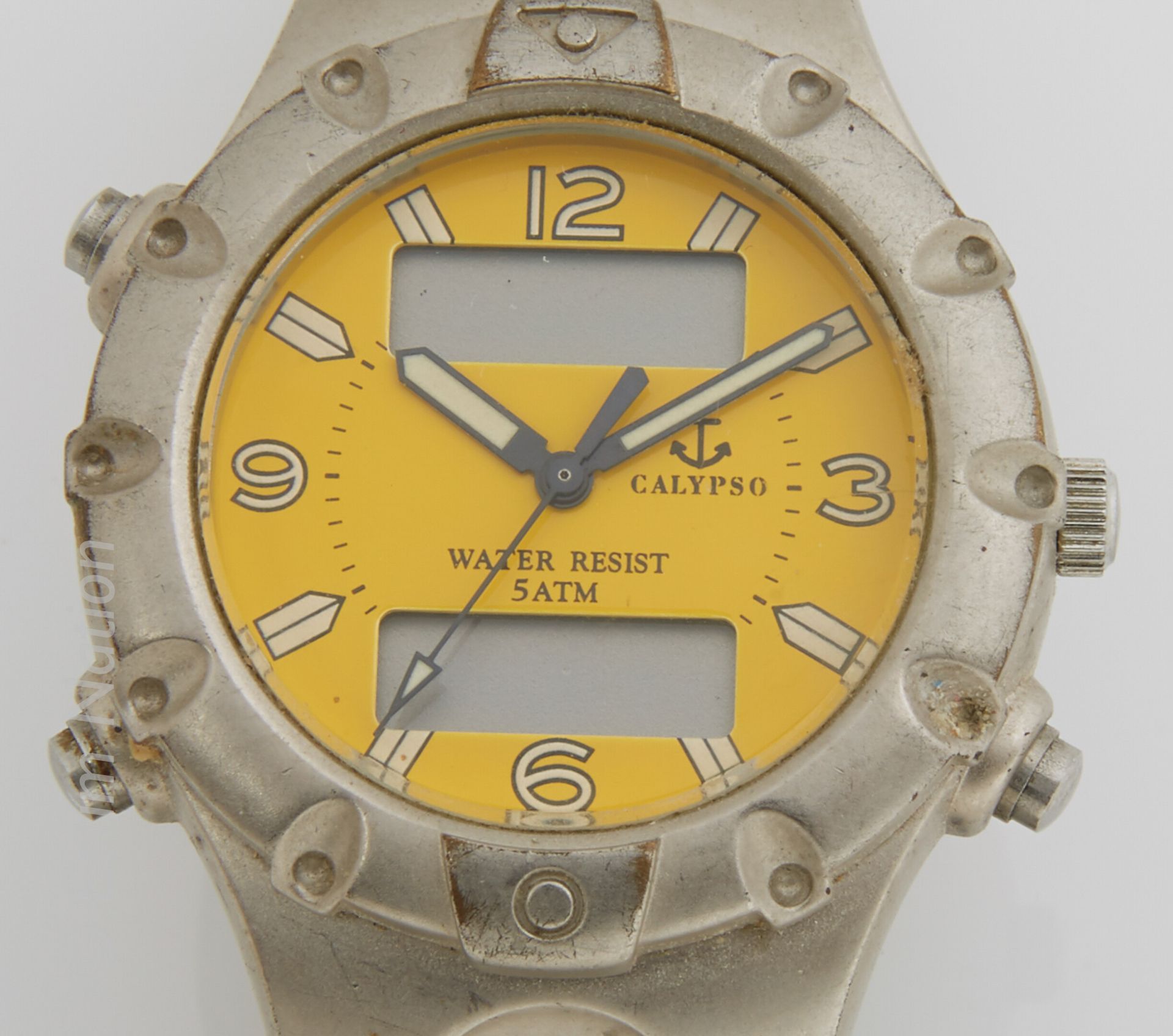 CALYPSO Metal sports watch with round case, engraved bezel, canary yellow dial, &hellip;