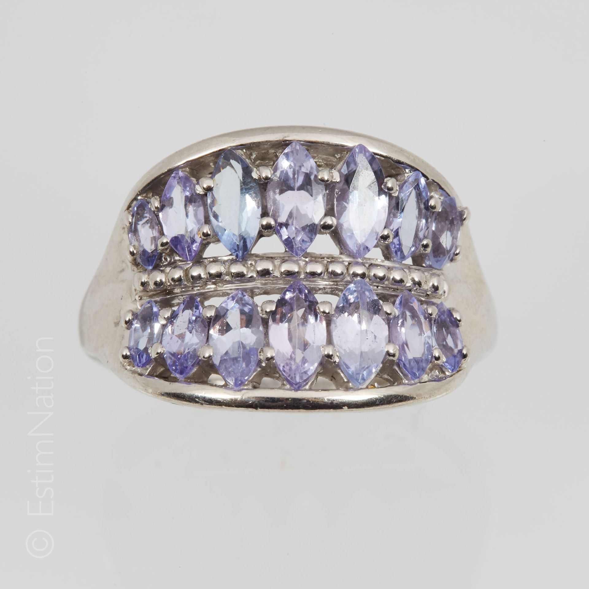 BAGUE TANZANITES Ring silver (925 thousandths) openwork decorated with a line "b&hellip;