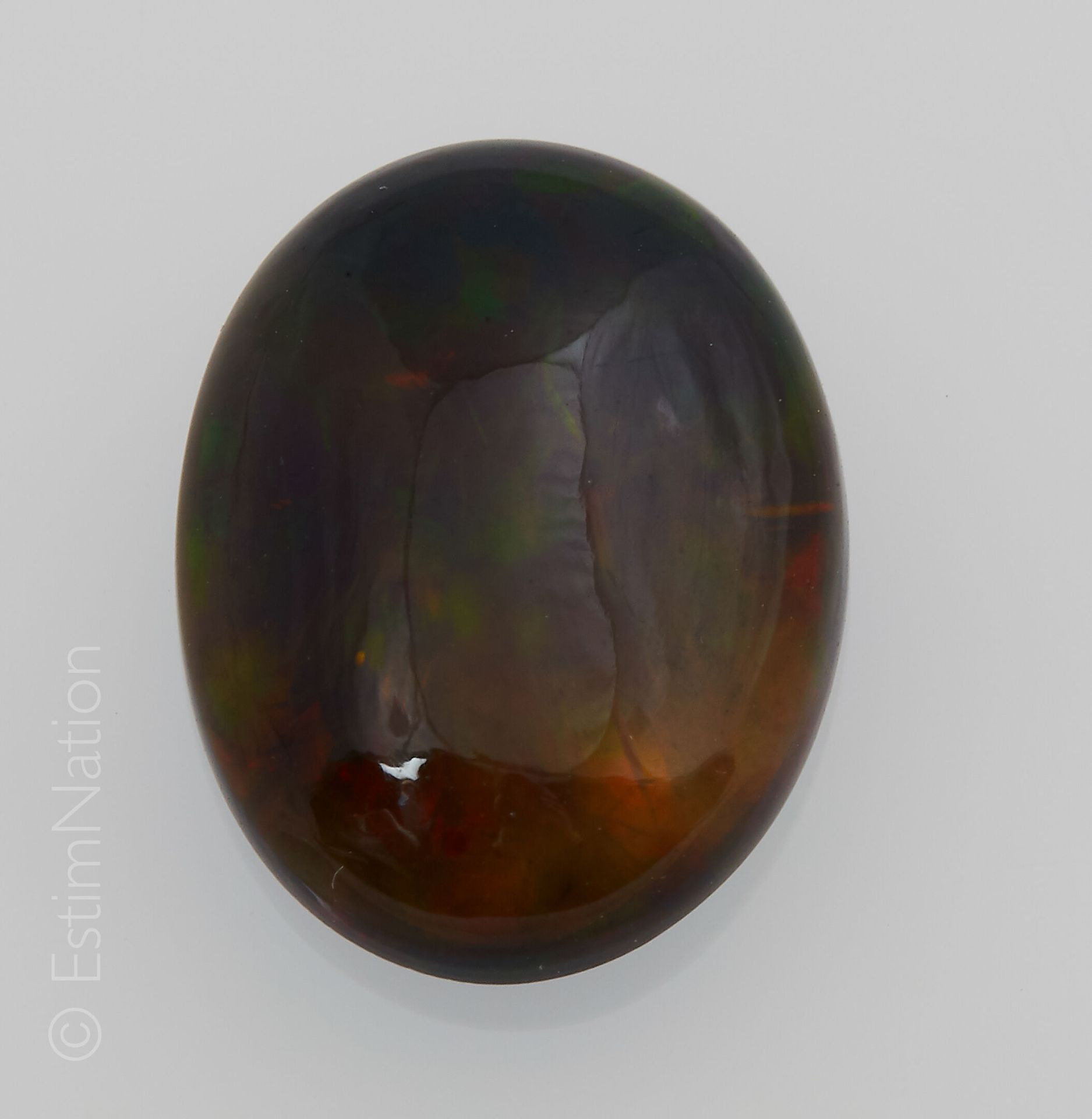 OPALE 3.63 CARAT 凸圆形黑蛋白石，重量约为3.63克拉

尺寸：14.90 x 11.15 x 4.40 毫米左右。