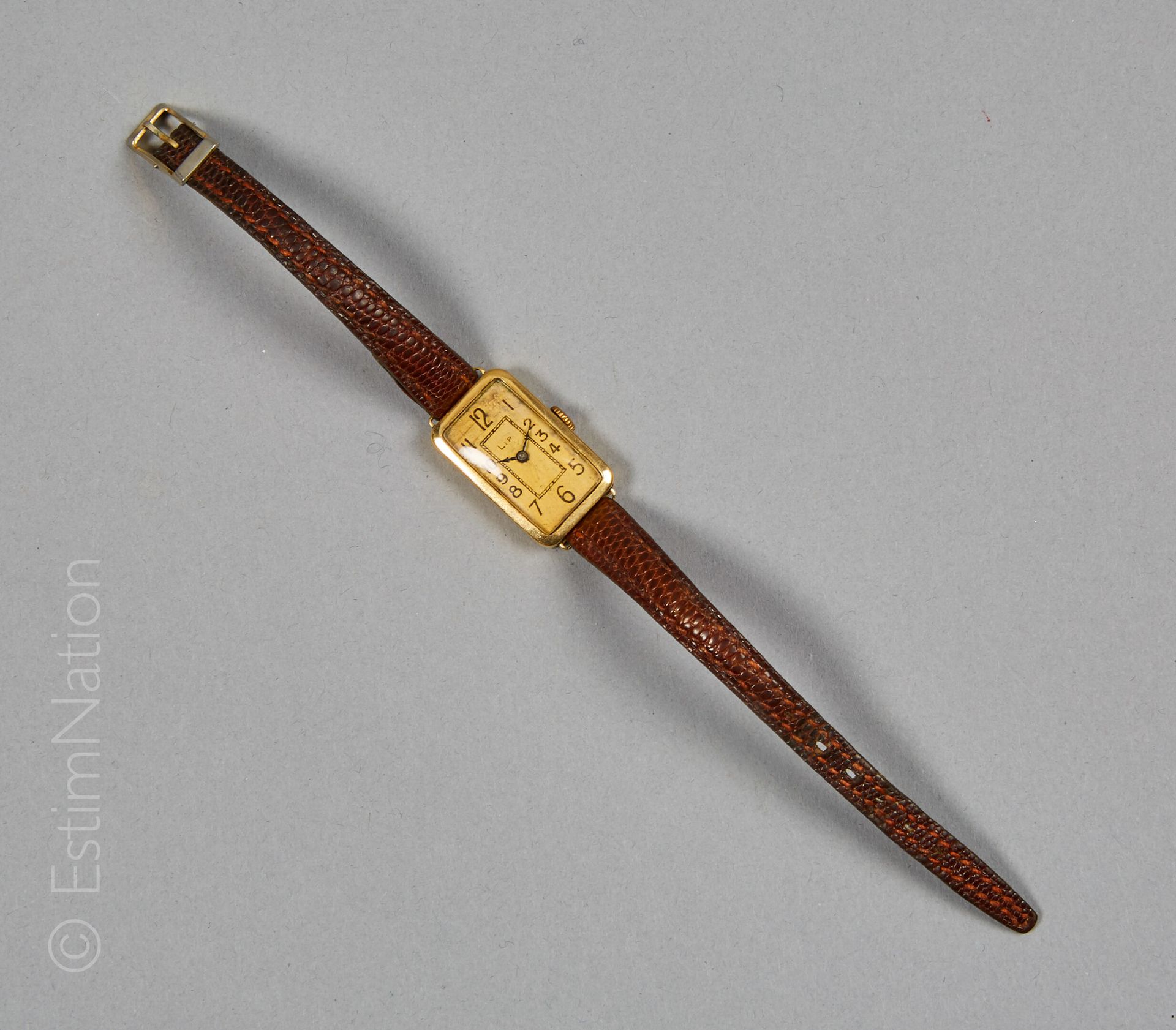 LIP. MONTRE OR Lip. Ladies' watch, rectangular case in 18K (750°/00) yellow gold&hellip;