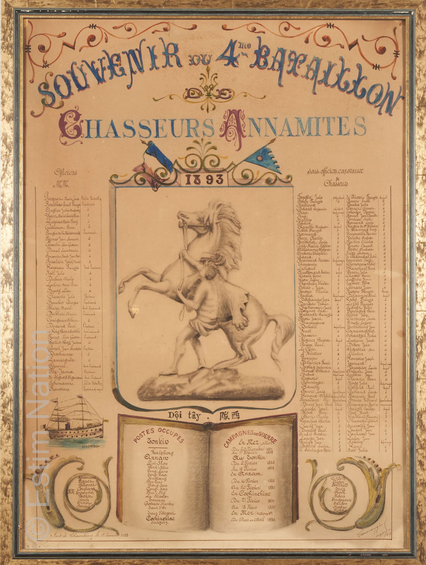 SOUVENIRS HISTORIQUES Souvenir du IVe bataillon de chasseurs Annanites. 
 
Dessi&hellip;