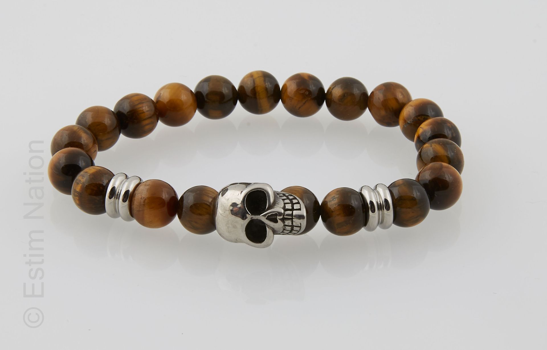 BRACELET OEIL DE TIGRE Stretchable bracelet made of tiger eye beads, two rings a&hellip;