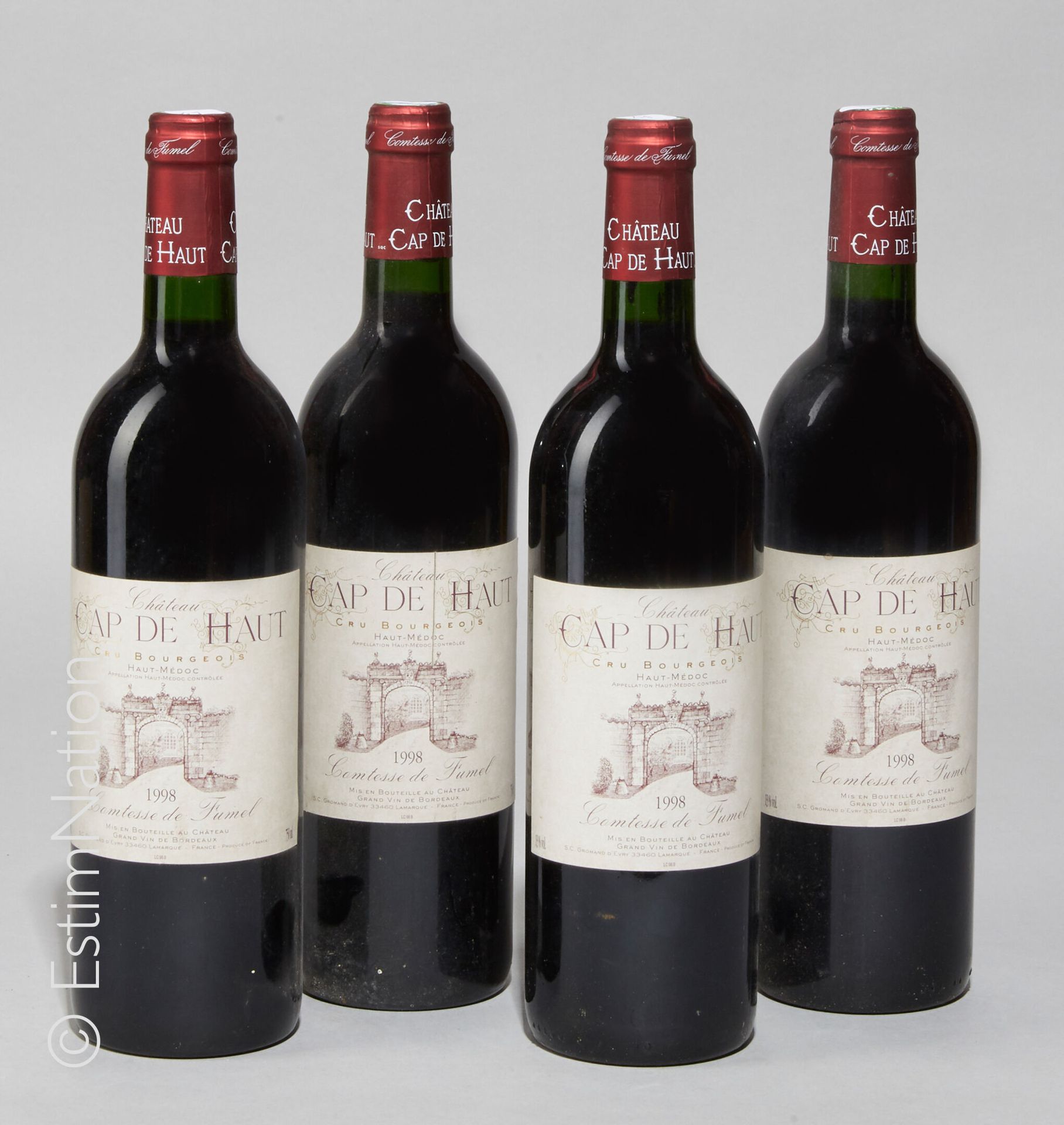 BORDEAUX 
4 bouteilles Château Cap de Haut 1998 Haut Médoc 




(E. F, lt)