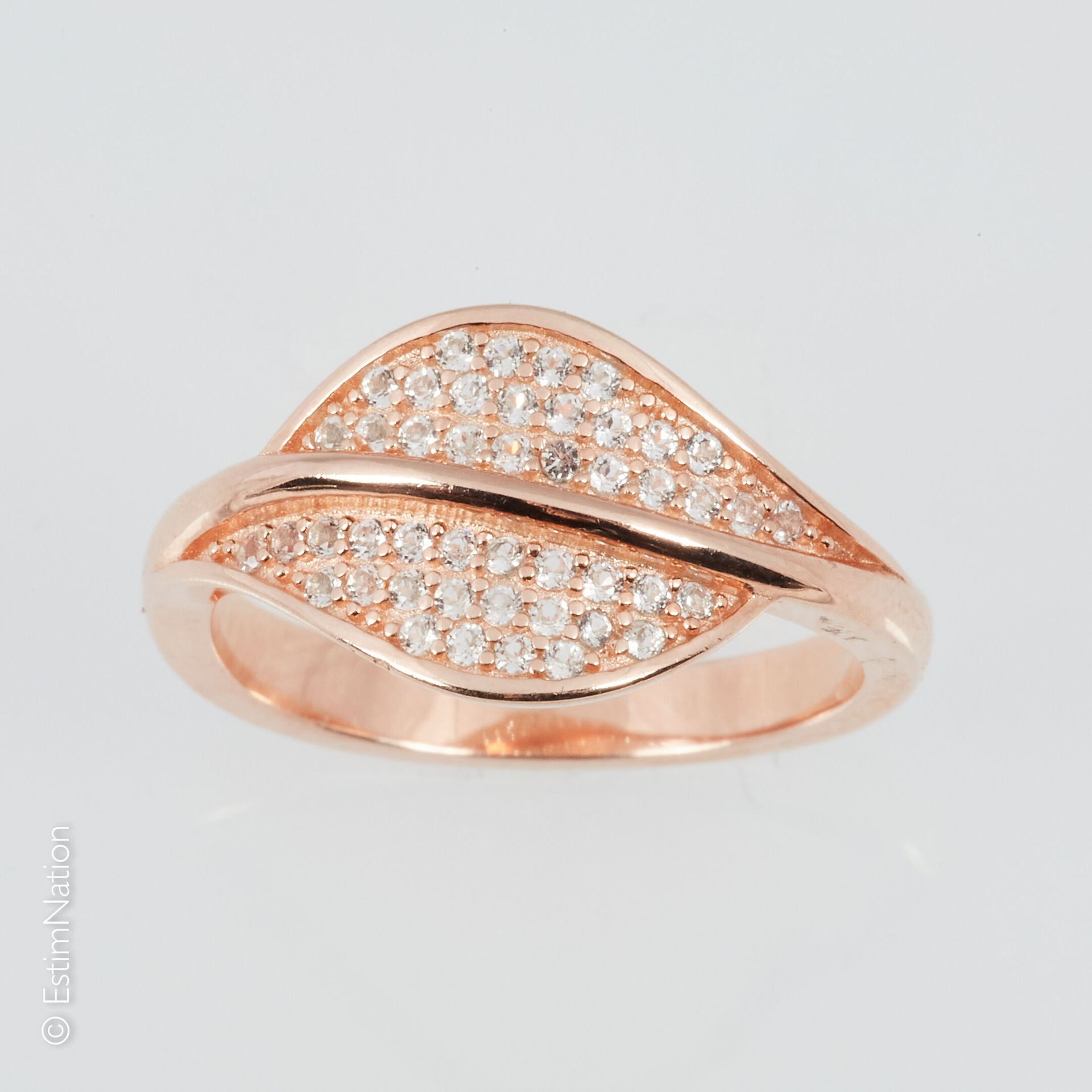 BAGUE ARGENT FEUILLES TOPAZES Bague en argent rhodié rose ( 925 millièmes) à déc&hellip;