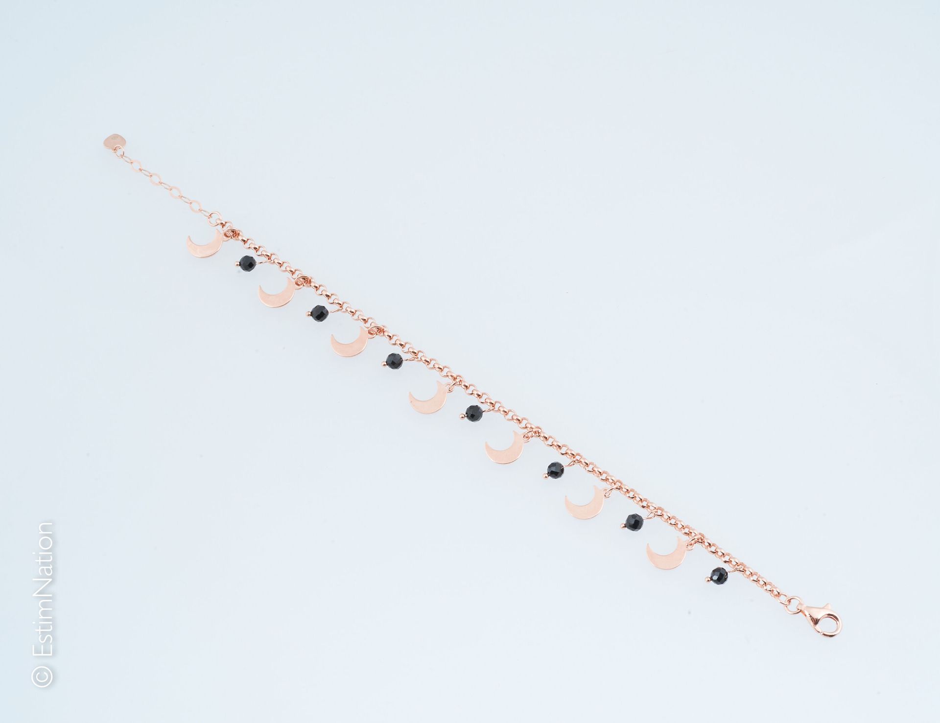 BRACELET EN ARGENT "LUNES" ET ONYX Bracciale in argento rodiato rosa (925 milles&hellip;