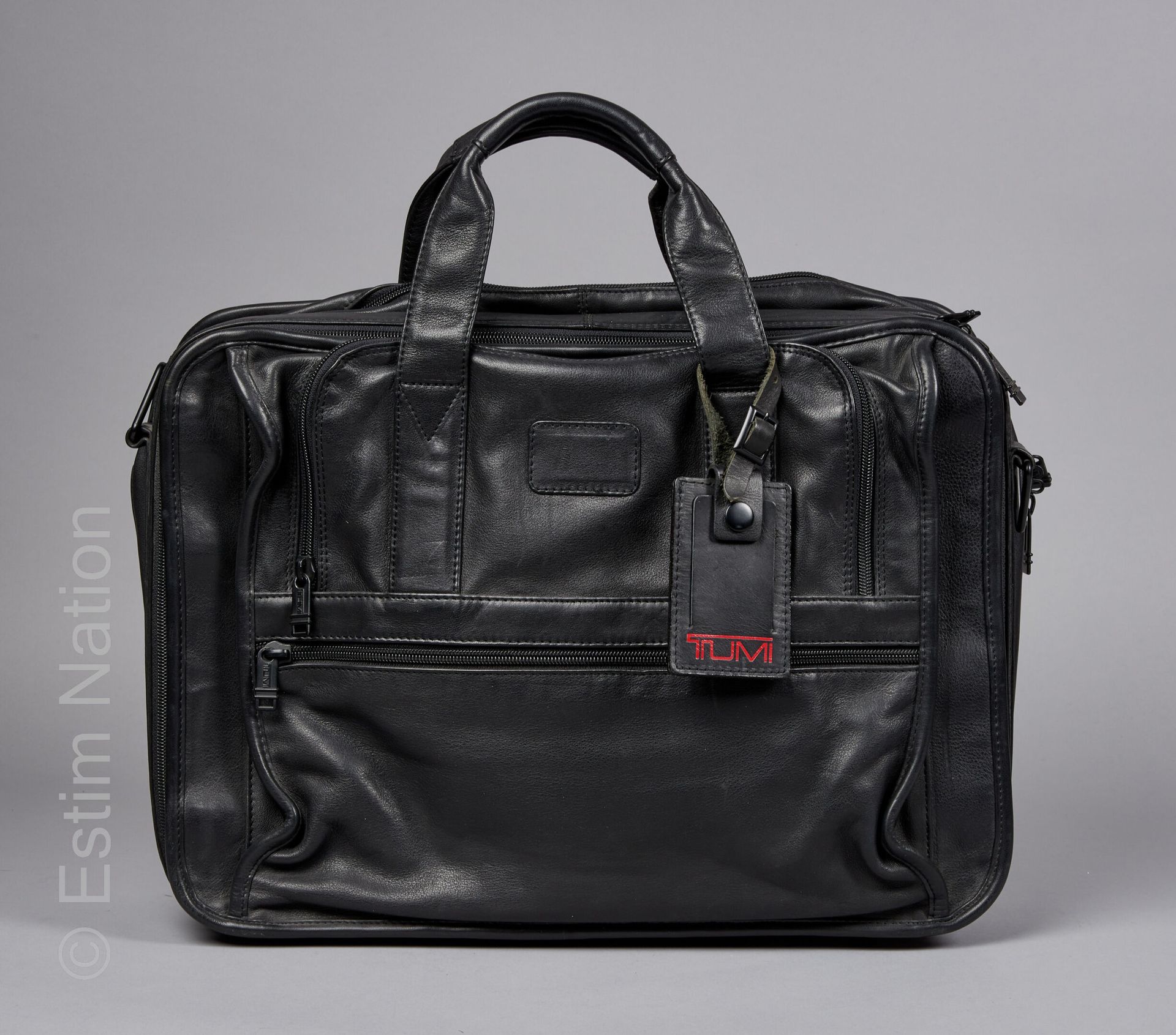 TUMI Computer bag and a CASE HOLDER in black leather, multi-pockets and compartm&hellip;