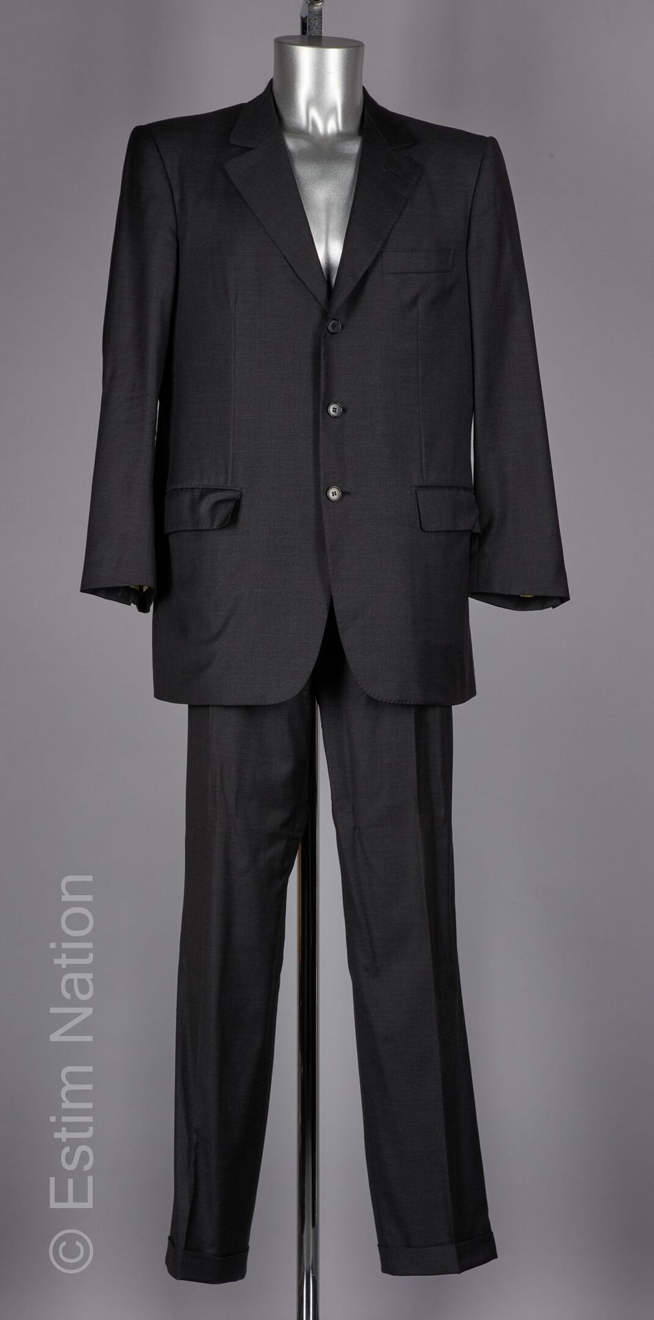 LANVIN COUTURE COSTUME en laine super 160's anthracite : veste à trois poches, p&hellip;