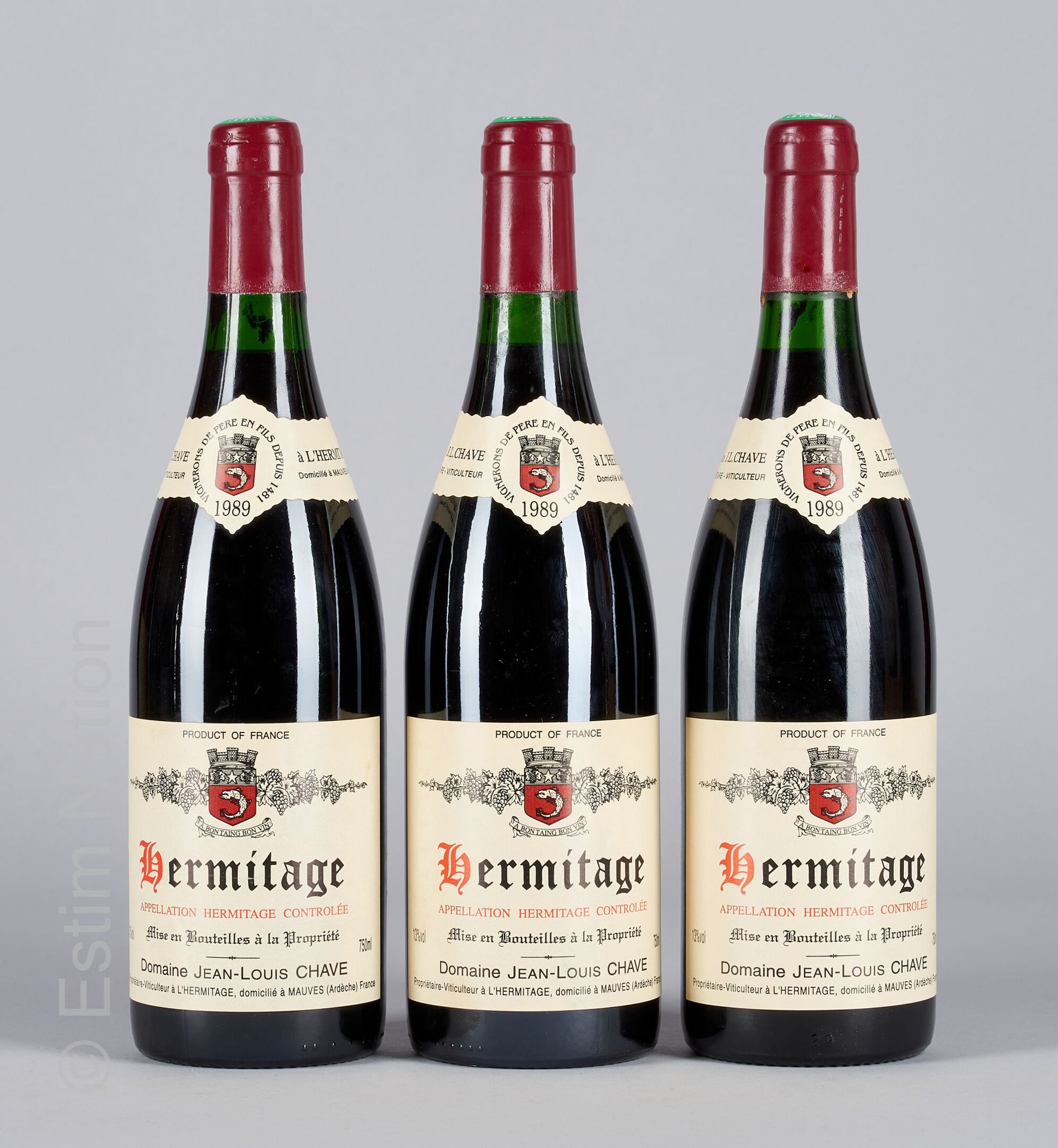 HERMITAGE ROUGE 3 bottles HERMITAGE 1989 Jean-Louis Chave

(C. Slight traces of &hellip;