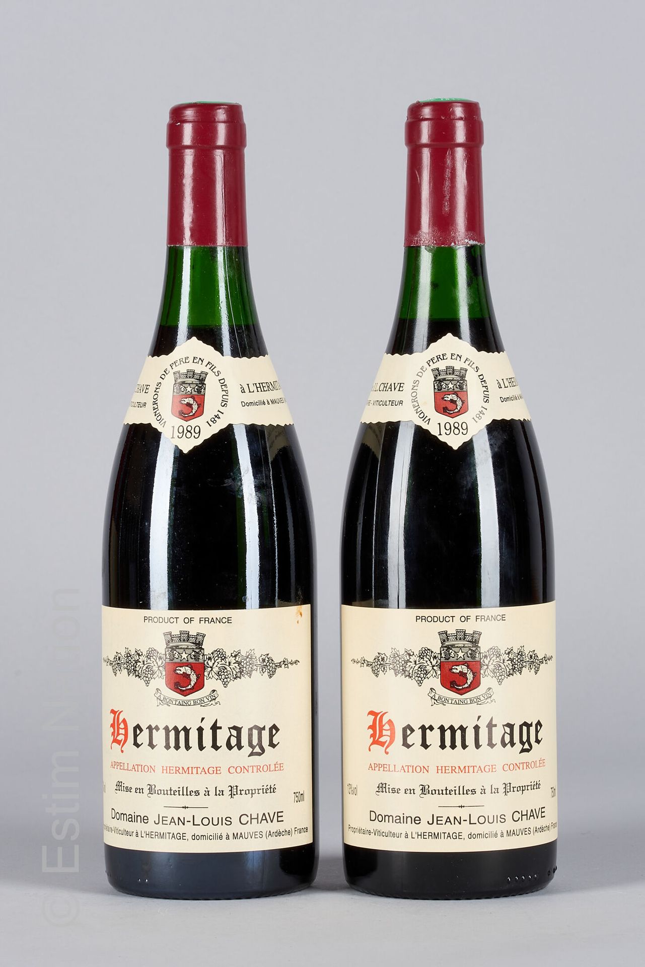 HERMITAGE ROUGE 2瓶HERMITAGE 1989 Jean-Louis Chave

(N. 在2.5和3厘米之间，C. 1个古老的痕迹的库鲁尔&hellip;