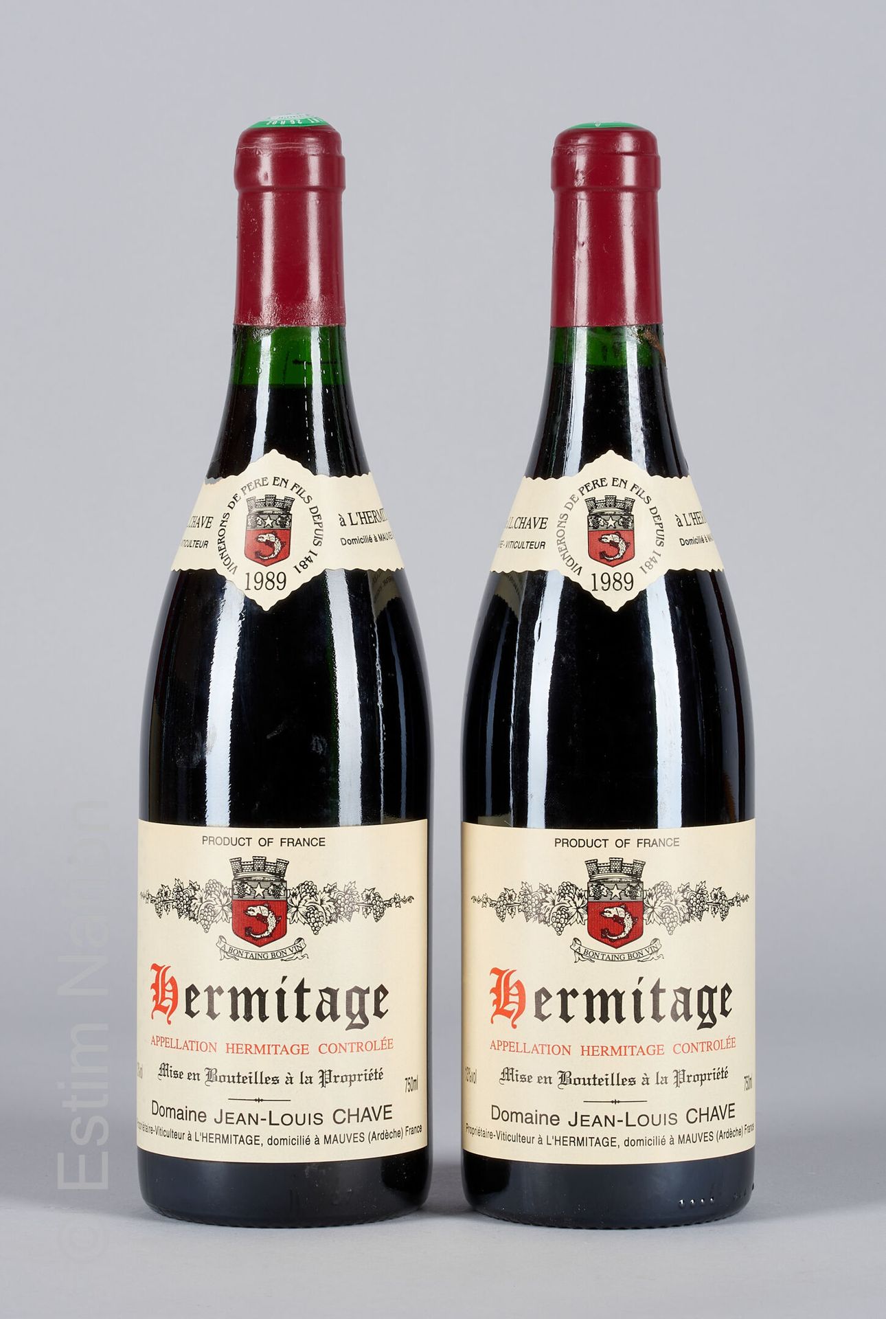 HERMITAGE ROUGE 2 bouteilles HERMITAGE 1989 Jean-Louis Chave

(Légères traces de&hellip;