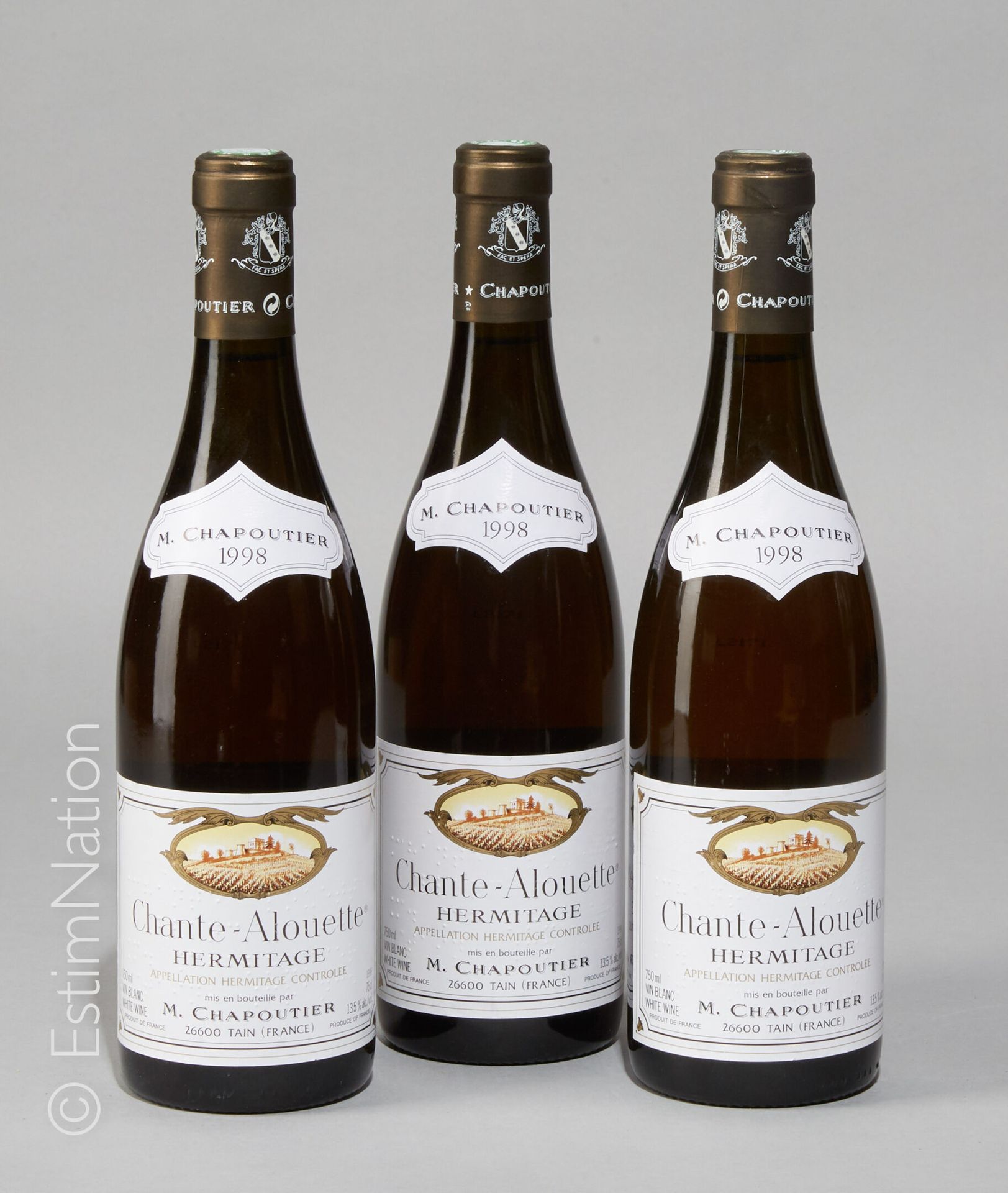 RHÔNE 3 bouteilles HERMITAGE 1998 Chante alouette