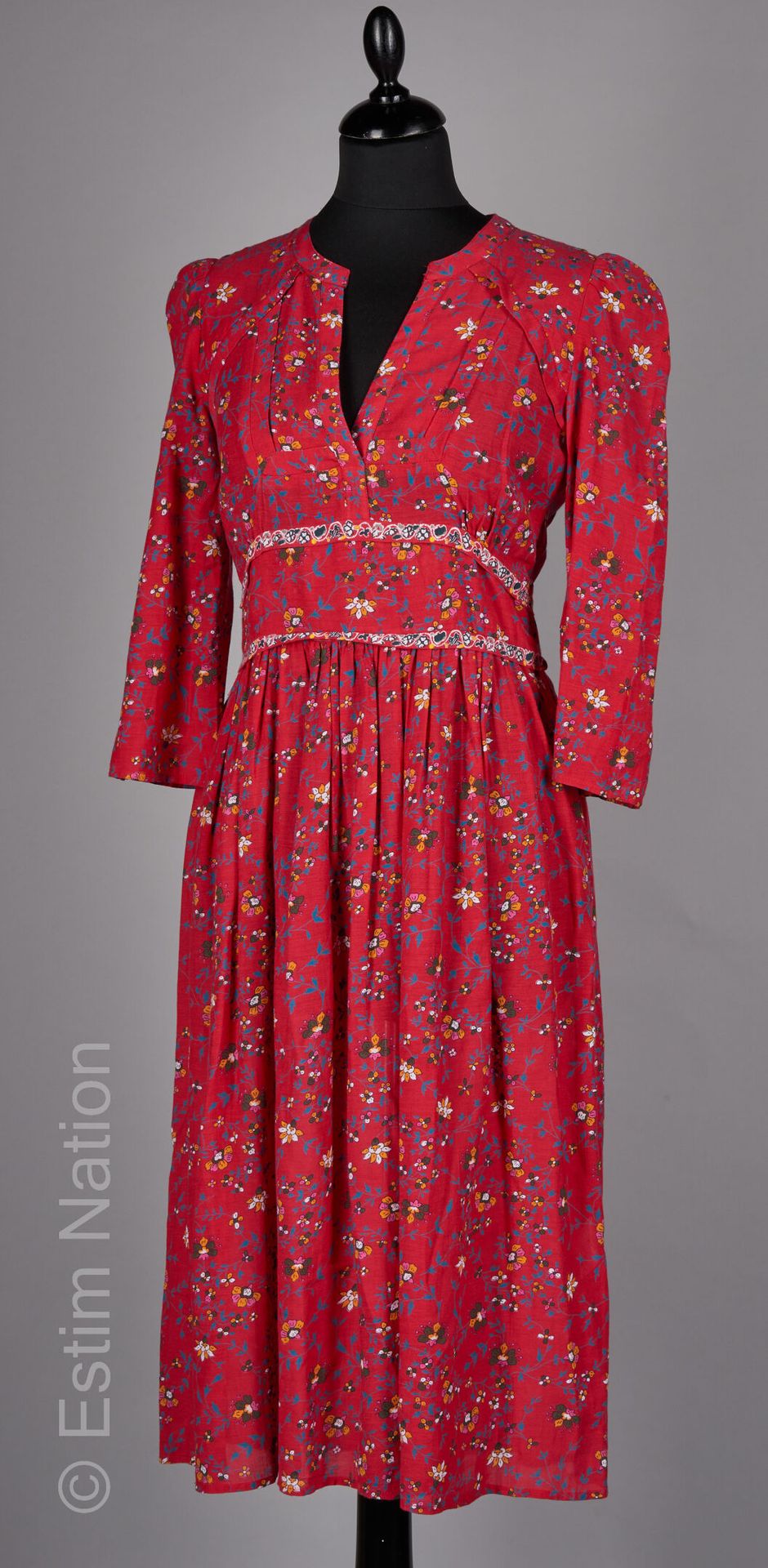 BASH ROBE en viscose et coton d'inspiration bohémienne rouge imprimée d'un motif&hellip;