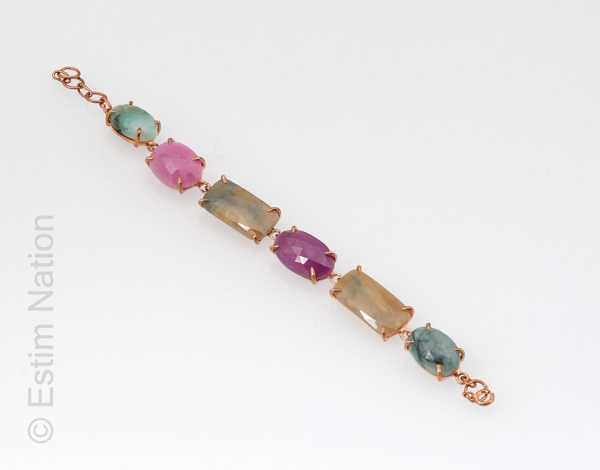 BRACELET Silver bracelet 925/°° composed of six roots of multicolored sapphires &hellip;