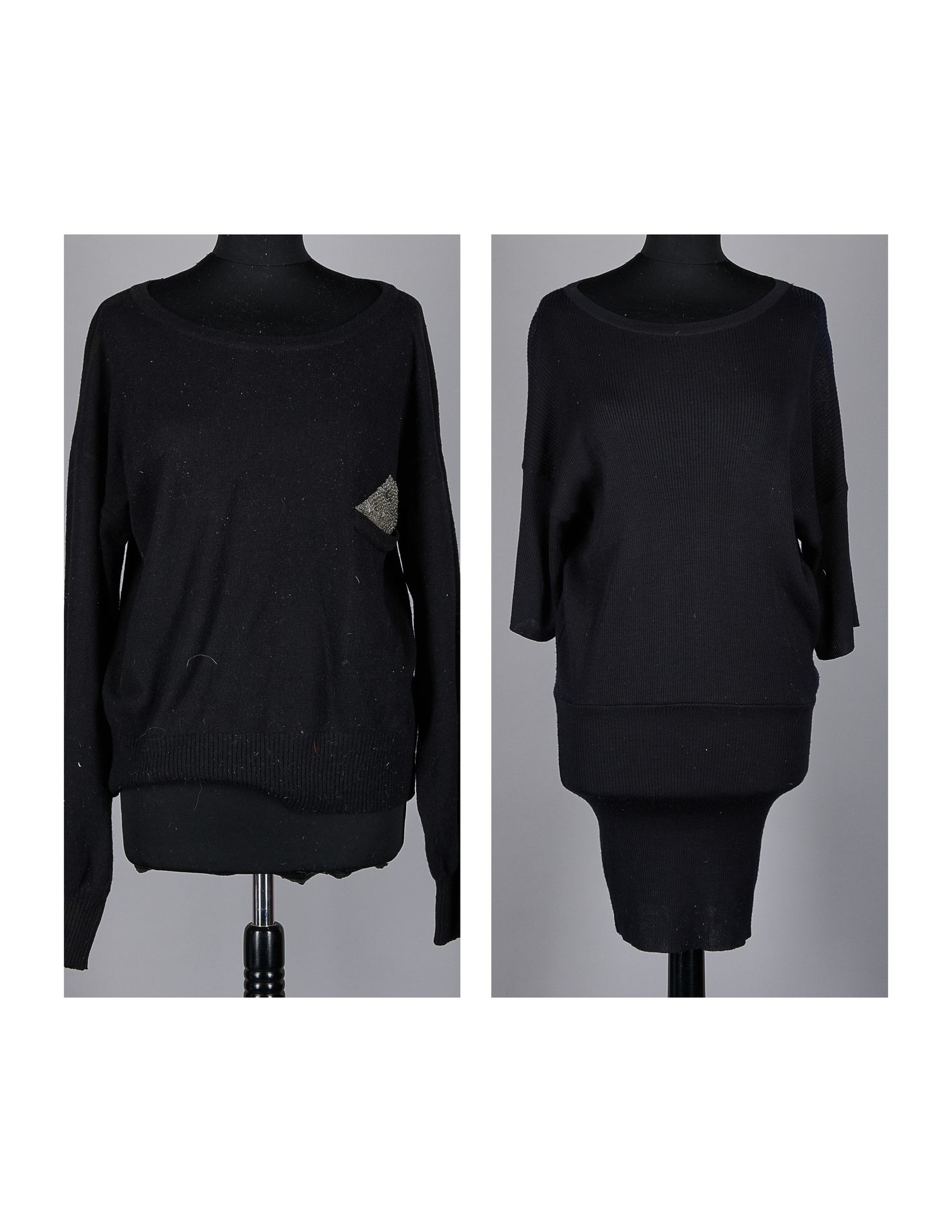 ANGELO TARLAZZI VINTAGE ROBE tunique en tricot d'acrylique et polyester noir (en&hellip;