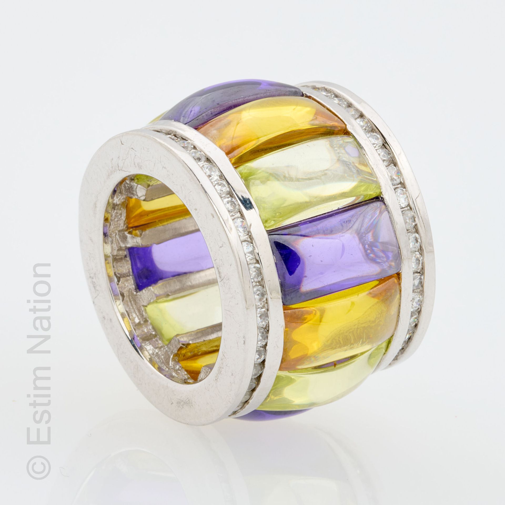 BAGUE ARGENT OXYDES Ring in silver 925/°° enhanced with colored oxides in caboch&hellip;