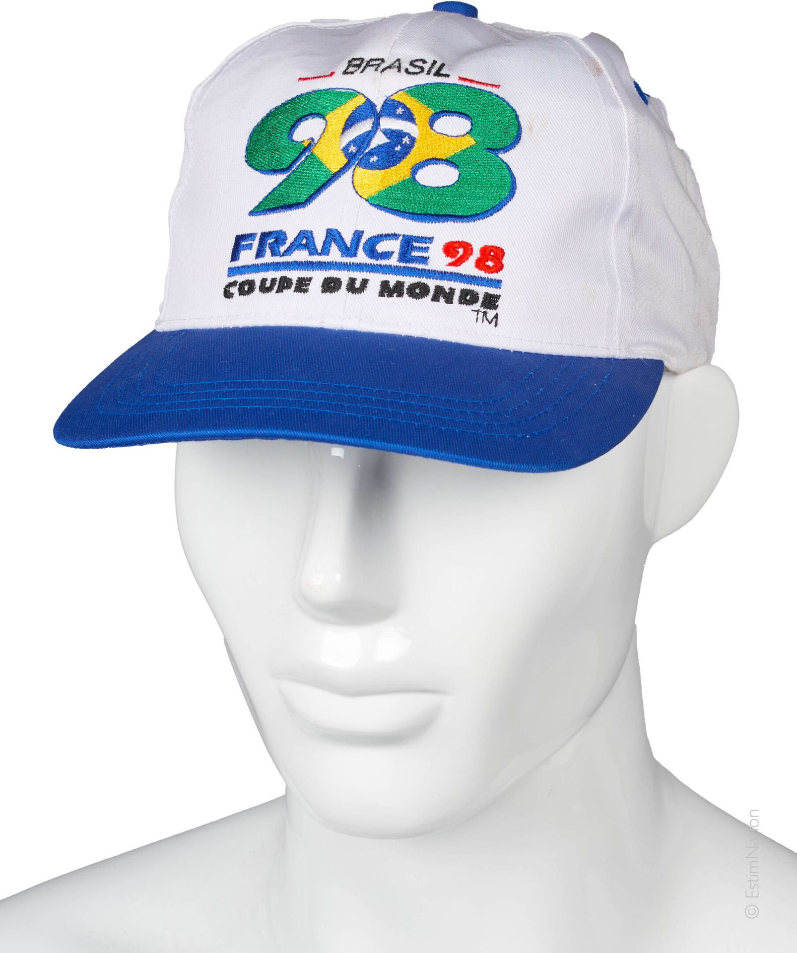 FIFA COUPE DU MONDE FRANCE 1998 FINALE 1998年足球世界杯决赛的巴西队官方帽子（T U）（有痕迹，轻微污损）。